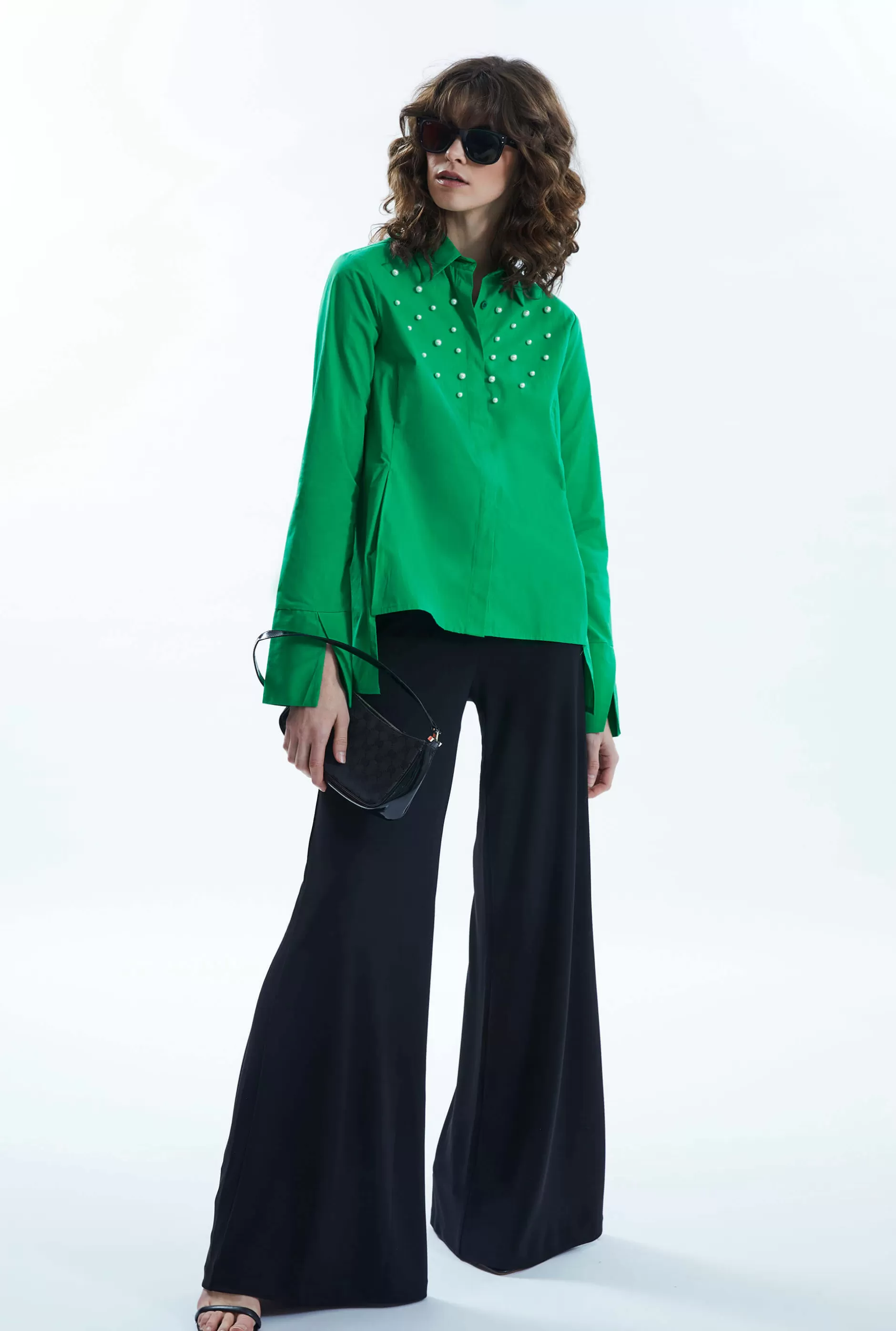 Pearl Detail Shirt Green^James Lakeland Fashion