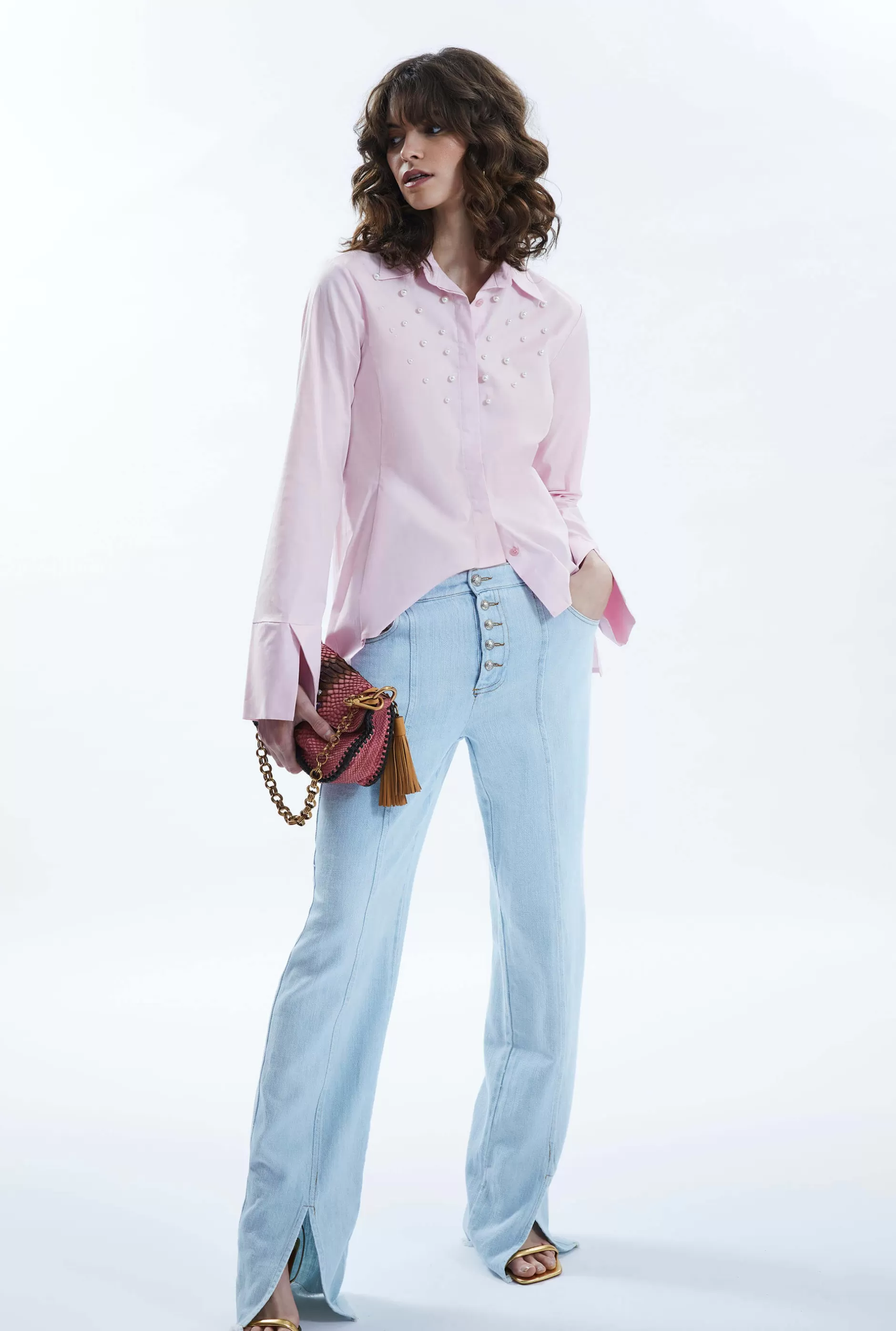 Pearl Detail Shirt Pale Pink^James Lakeland Cheap