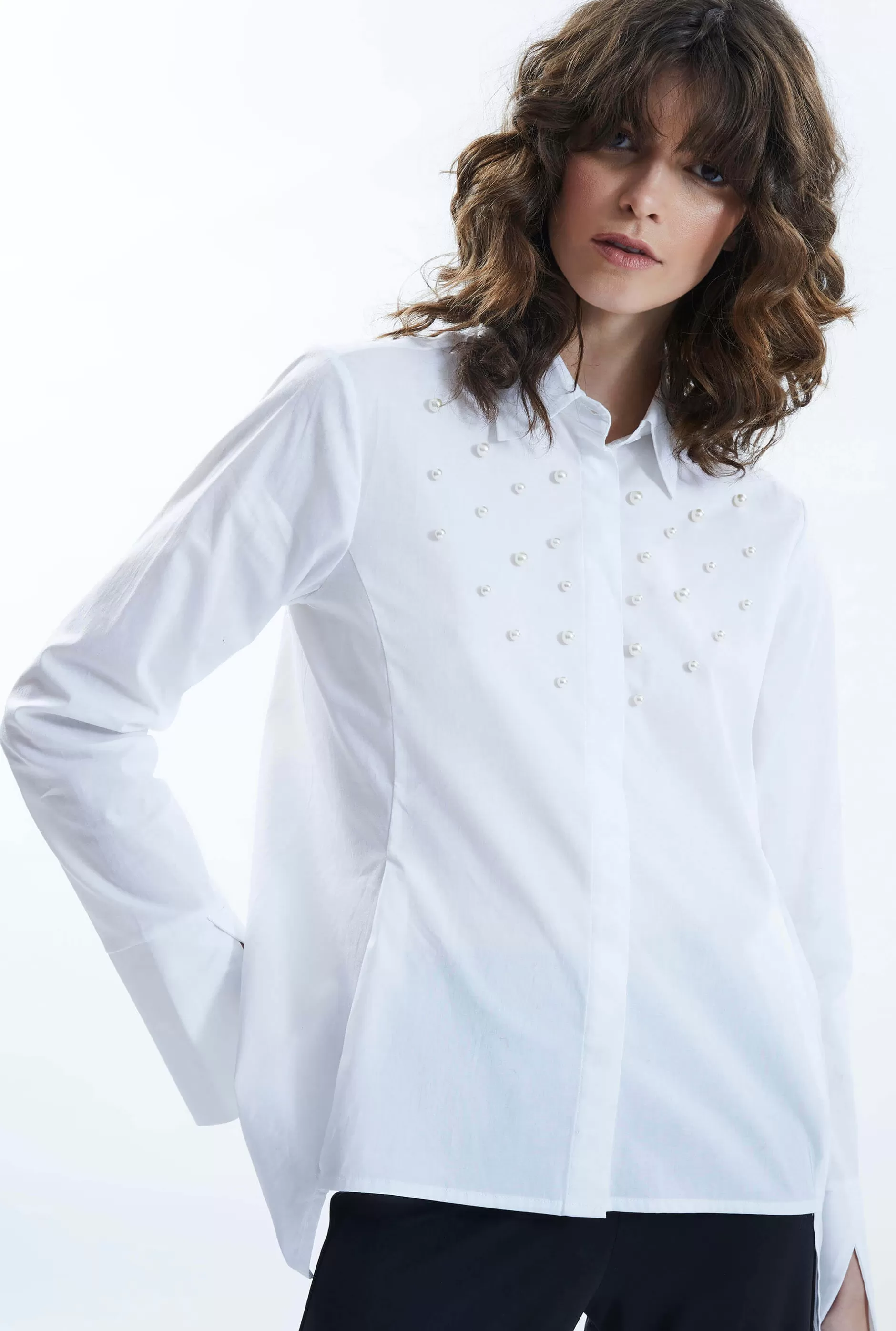 Pearl Detail Shirt White^James Lakeland Outlet