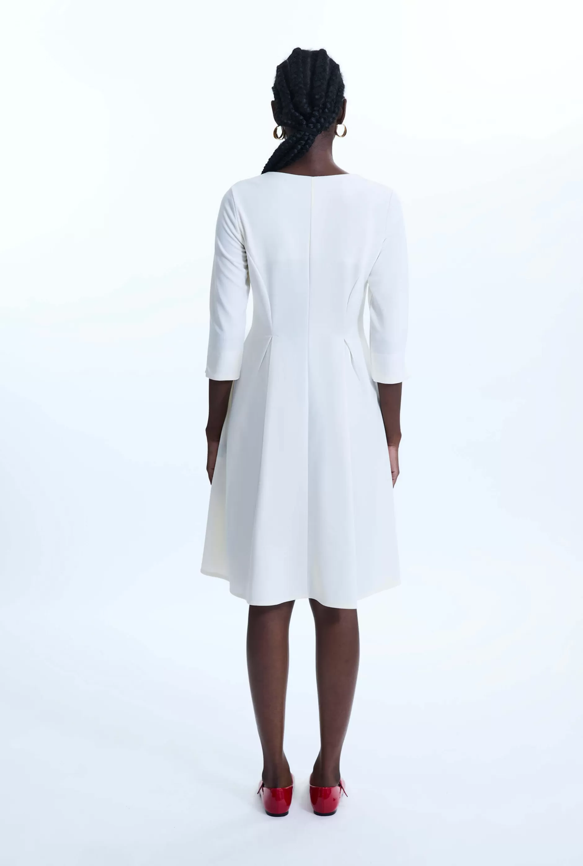 Pin Tuck Button Midi Dress Cream^James Lakeland Flash Sale