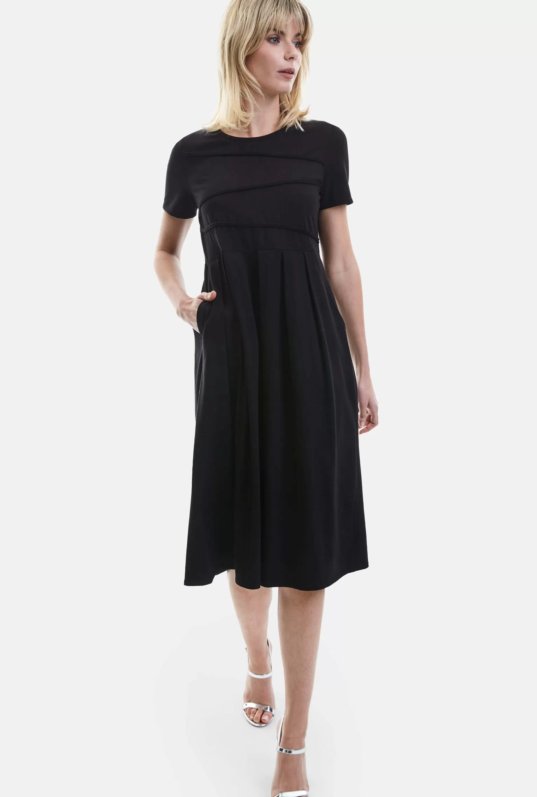 Pin Tuck Pocket Midi Dress Black^James Lakeland Online