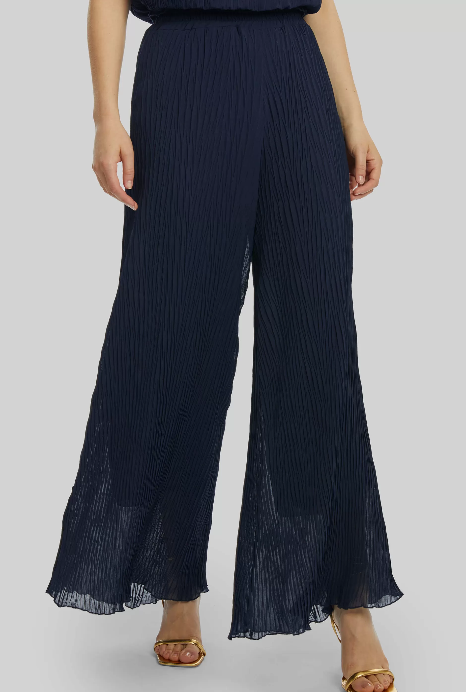 Pleated Cropped Trousers Navy^James Lakeland Flash Sale