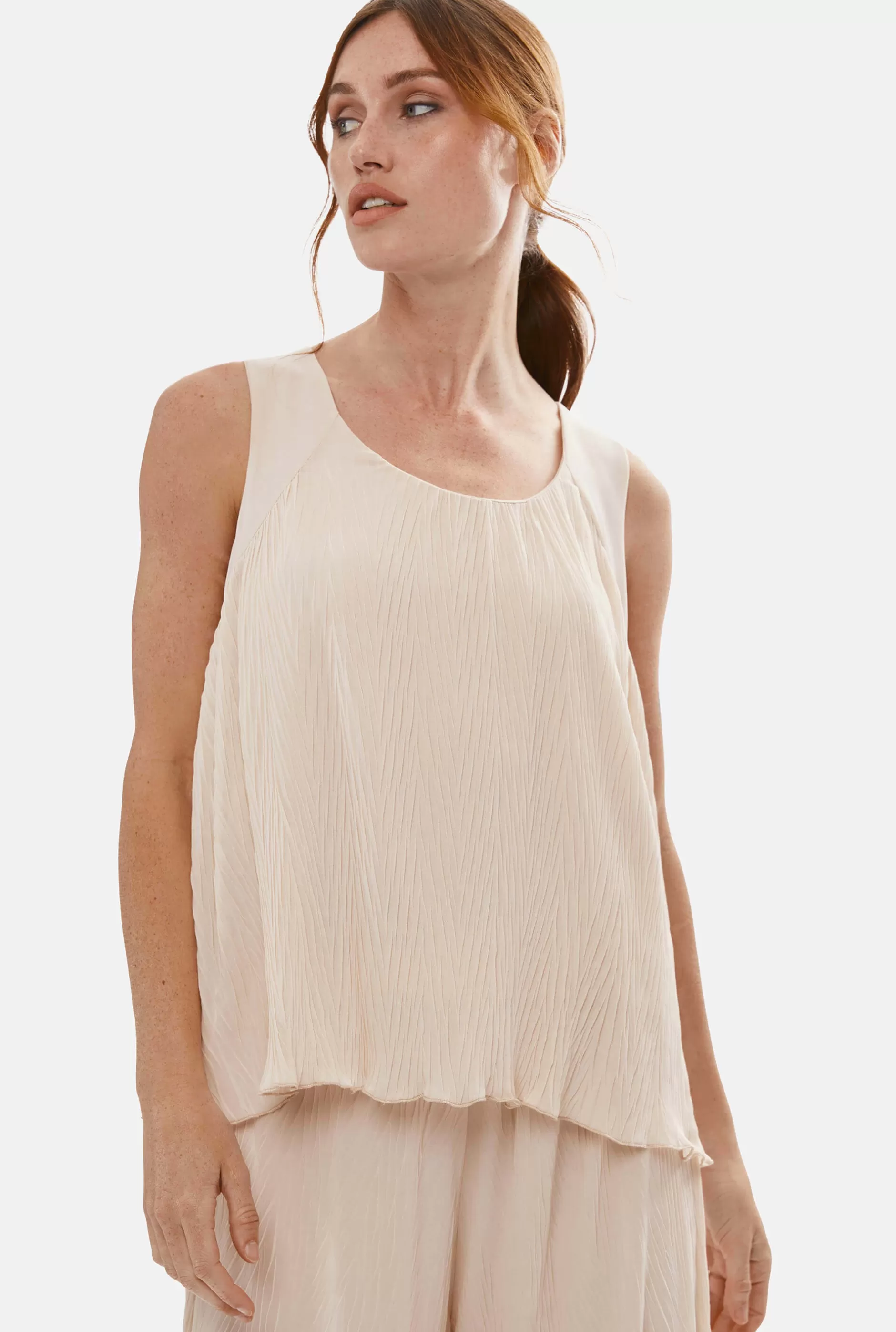 Pleated Vest Beige^James Lakeland Store