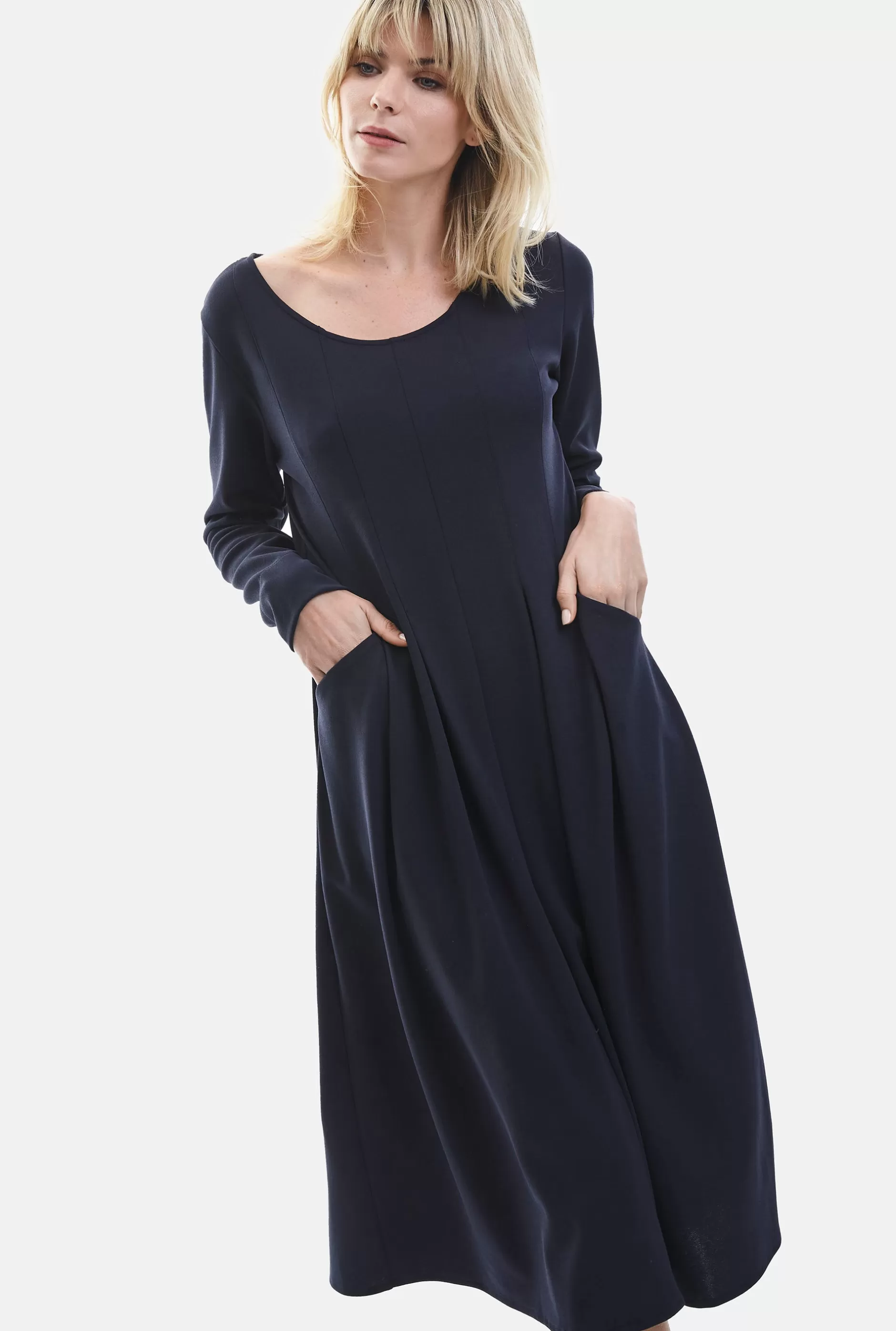 Pocket Midi Dress Navy^James Lakeland Fashion