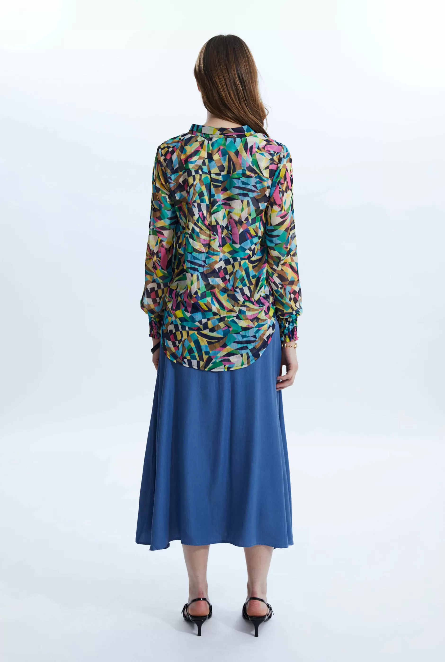 Print Mandarin Collar Blouse^James Lakeland New