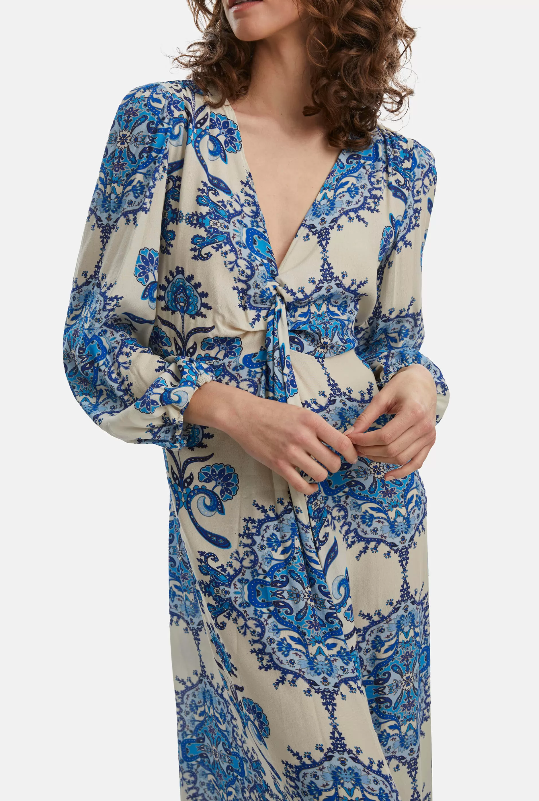 Printed Knot Midi Dress Blue^James Lakeland Flash Sale