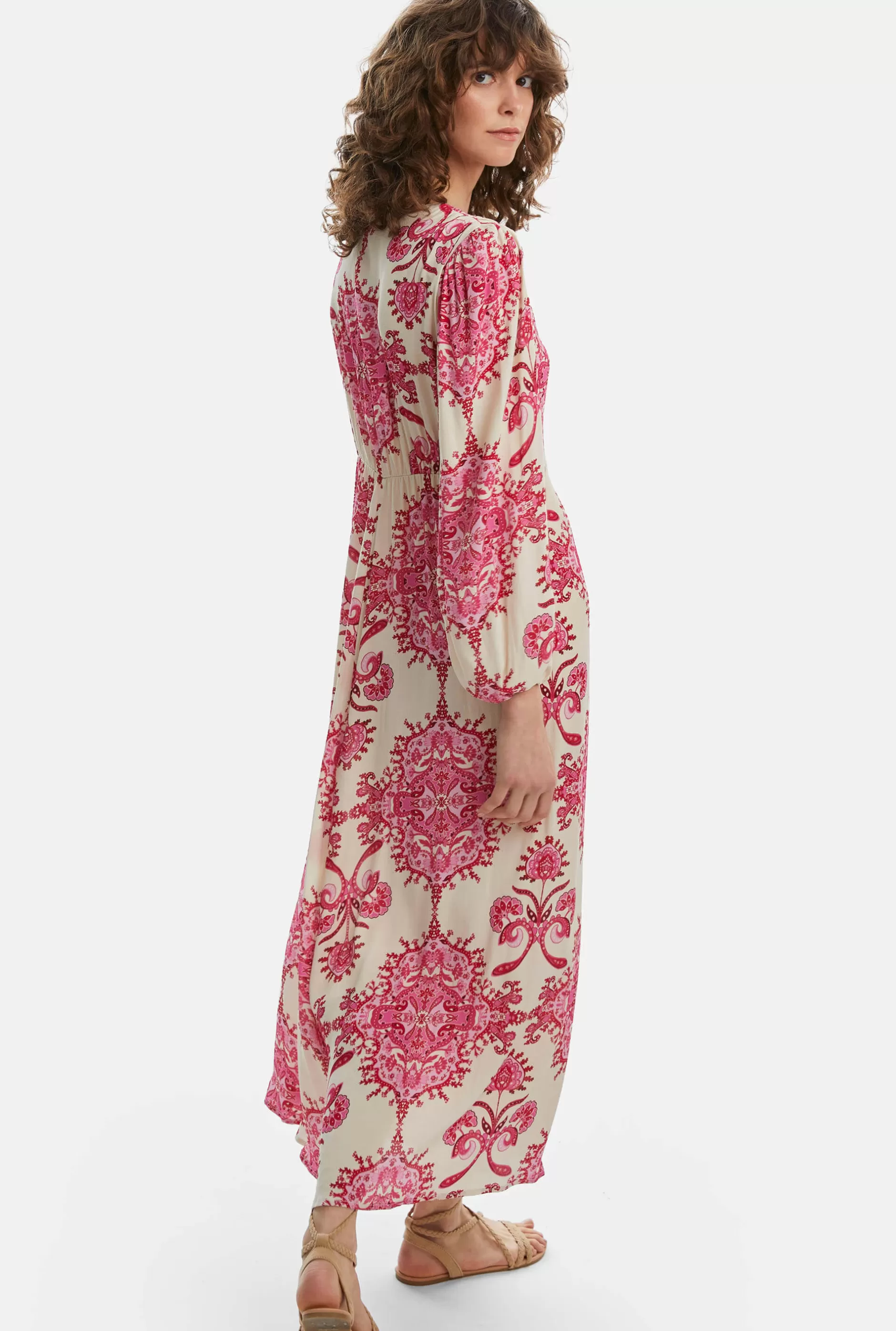 Printed Knot Midi Dress Pink^James Lakeland Store