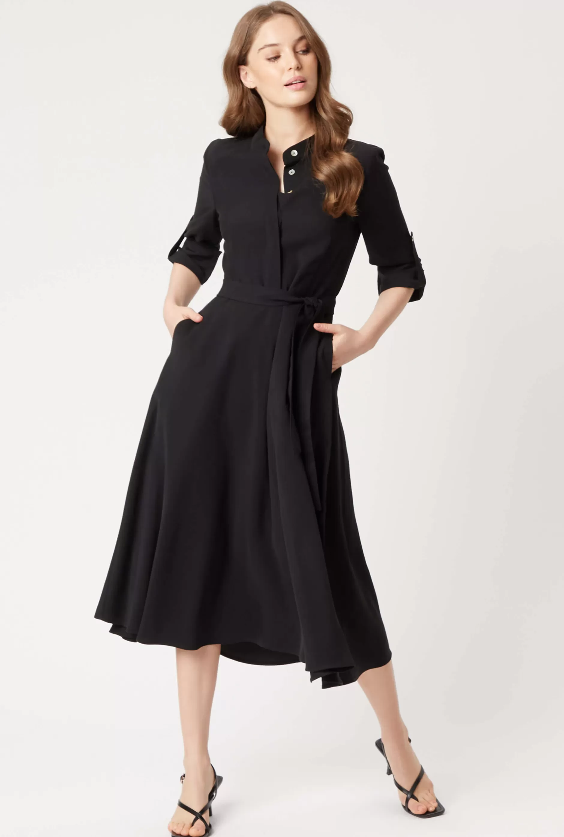 Roll Sleeve Midi Dress Black^James Lakeland Best Sale