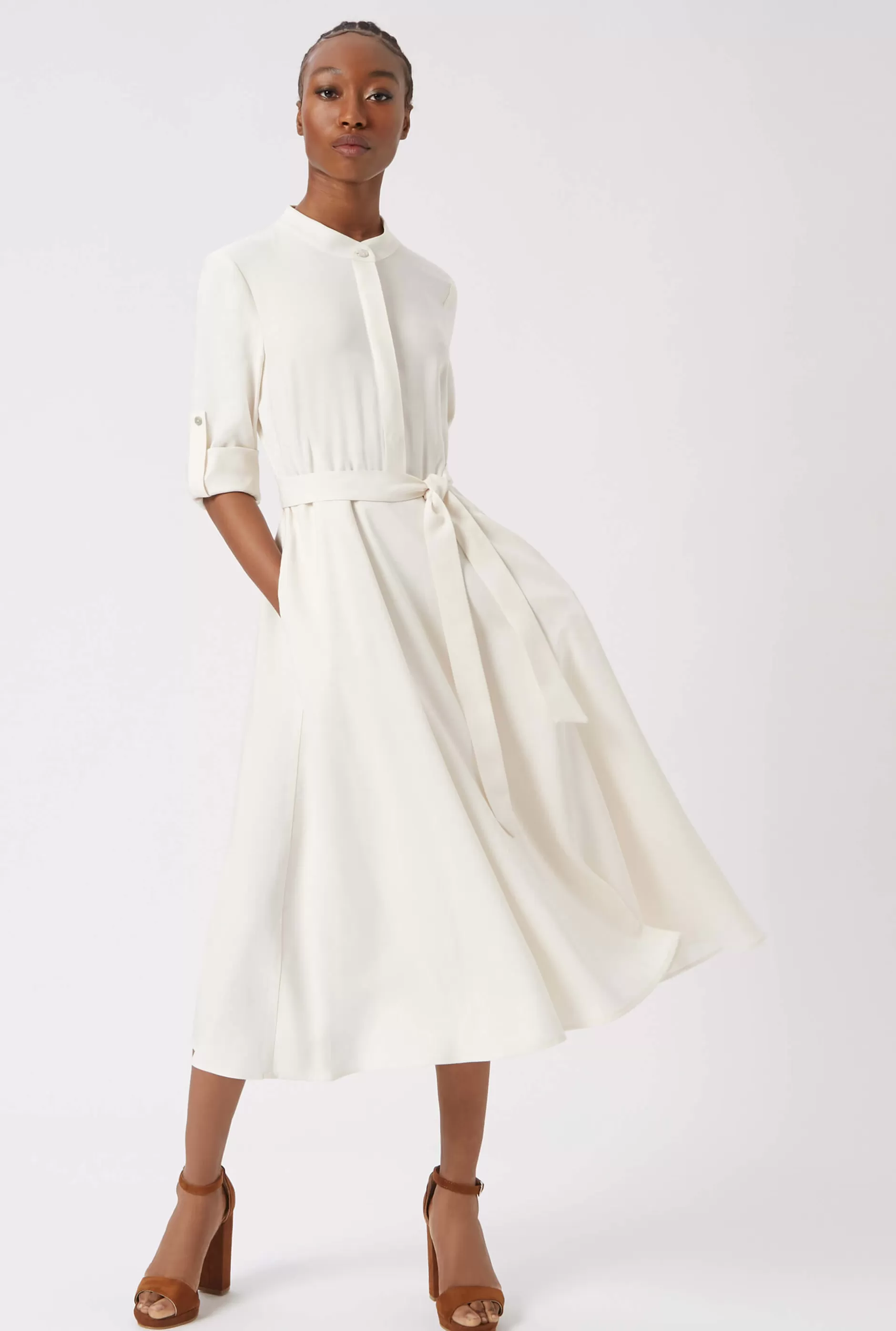 Roll Sleeve Midi Dress Cream^James Lakeland Cheap