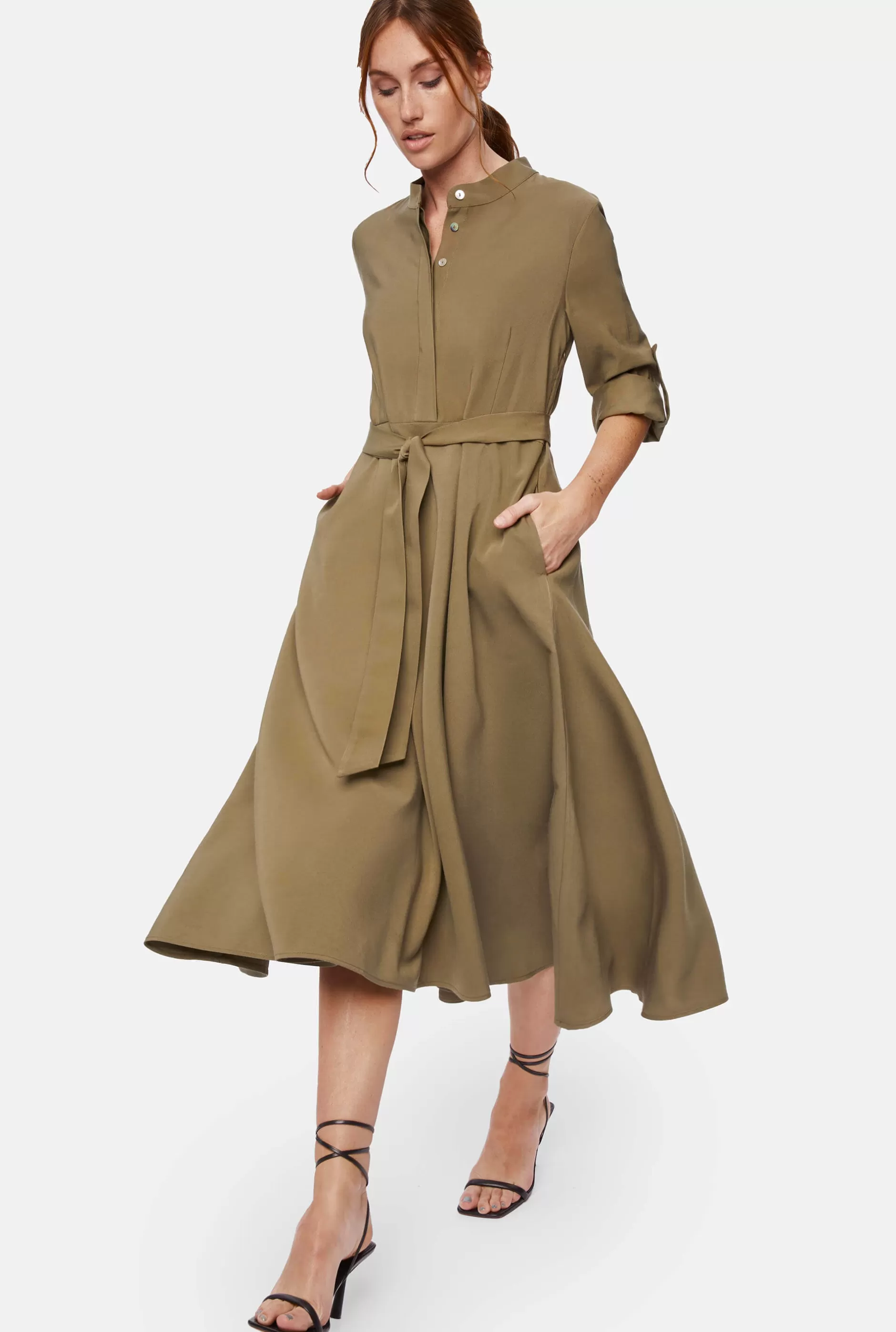 Roll Sleeve Midi Dress Military^James Lakeland Cheap