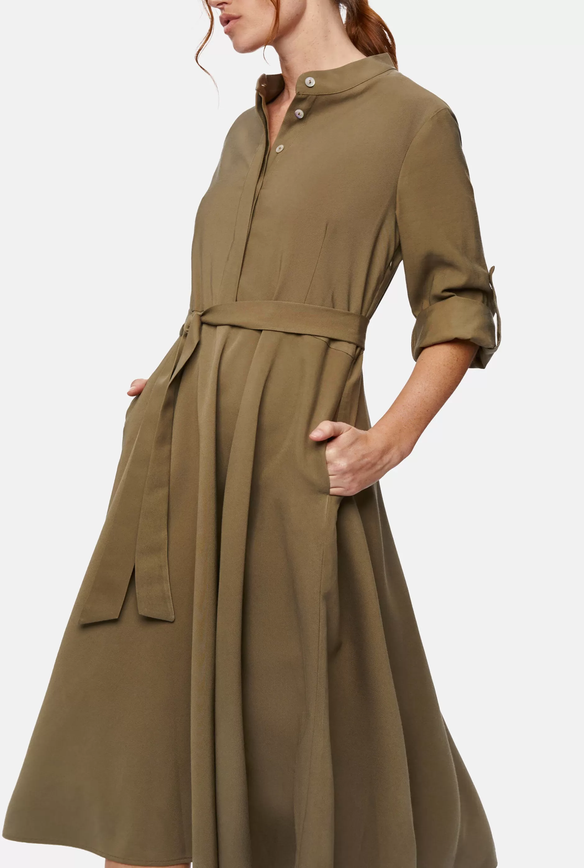 Roll Sleeve Midi Dress Military^James Lakeland Cheap