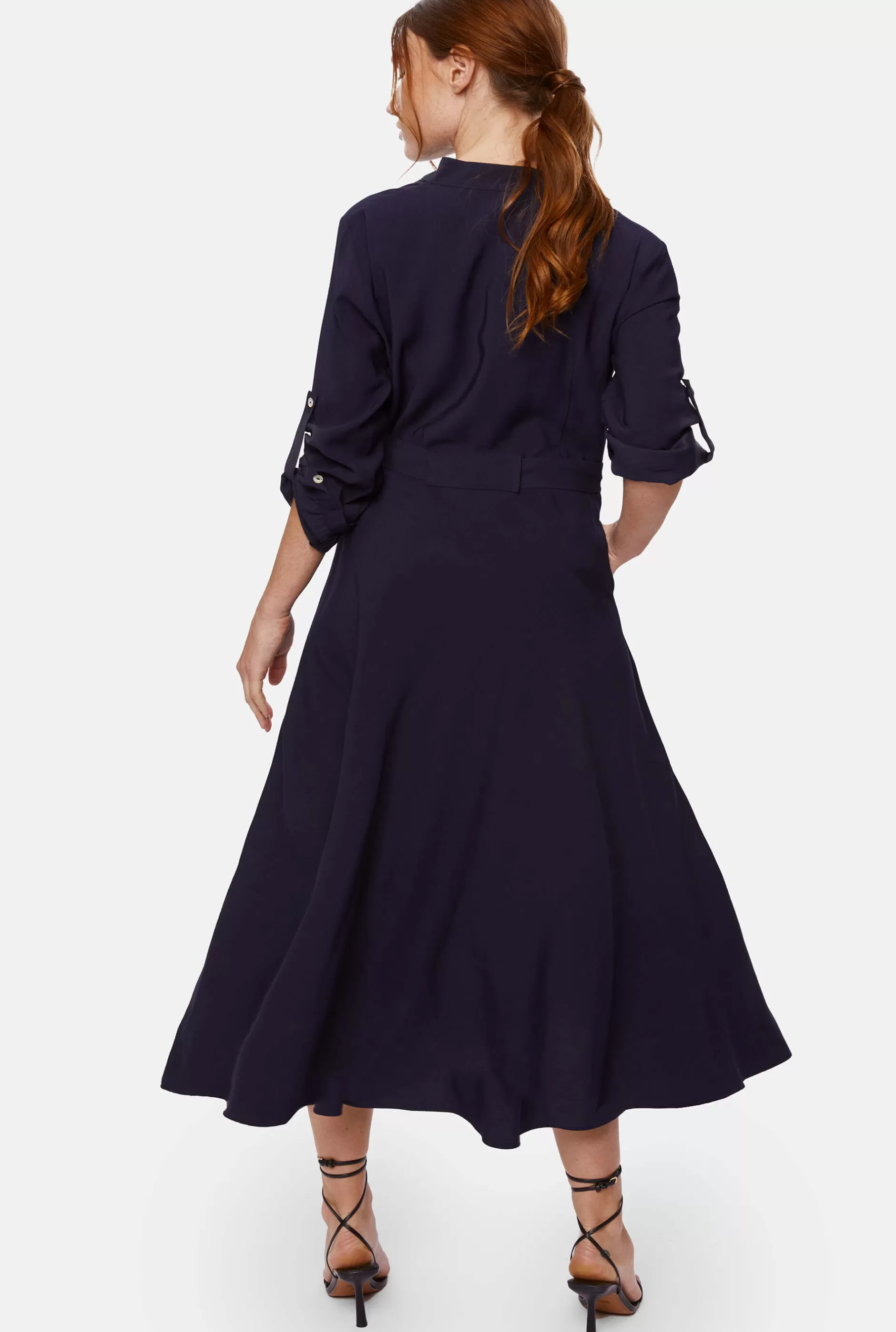 Roll Sleeve Midi Dress Navy^James Lakeland Outlet