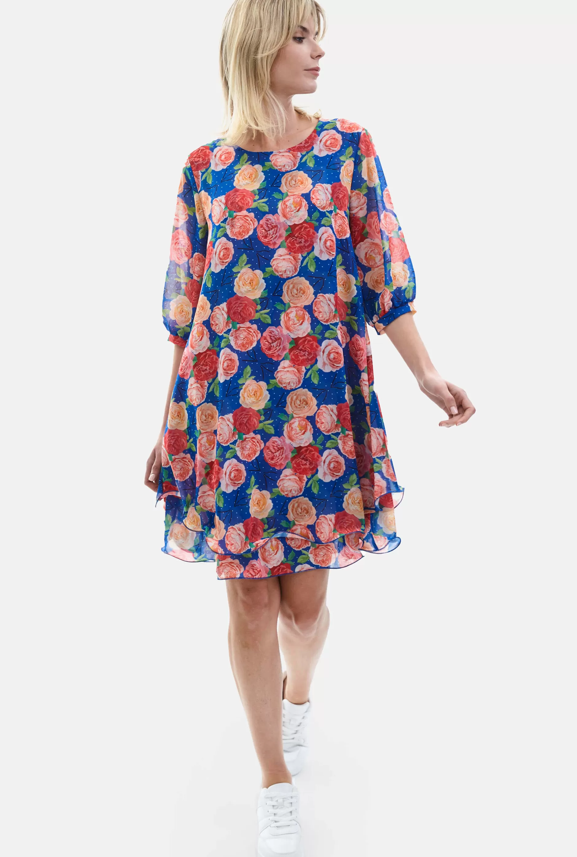 Rose Print Wave Hem Dress Royal^James Lakeland Store