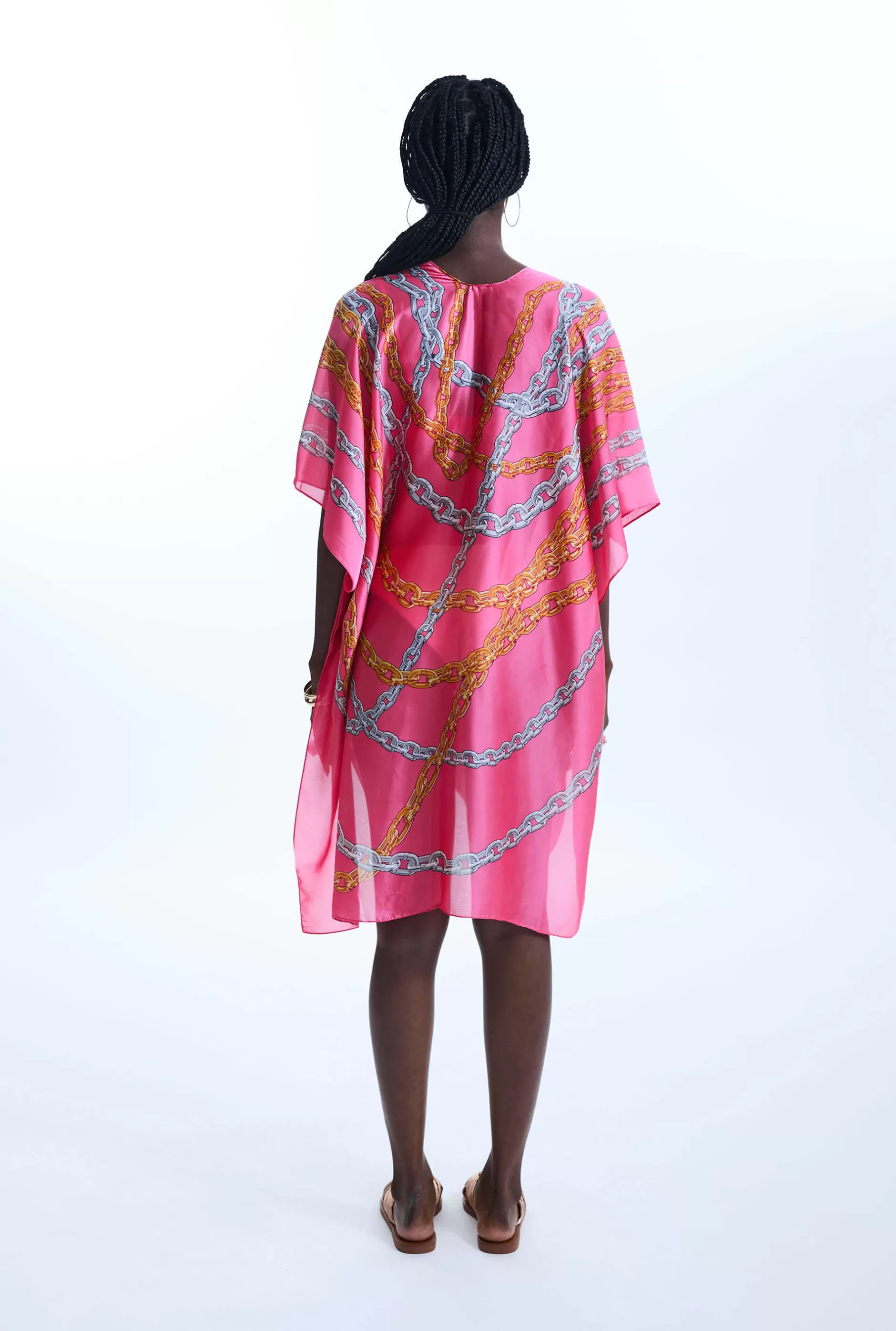 Satin Finish Chain Print Kaftan Pink^James Lakeland Discount