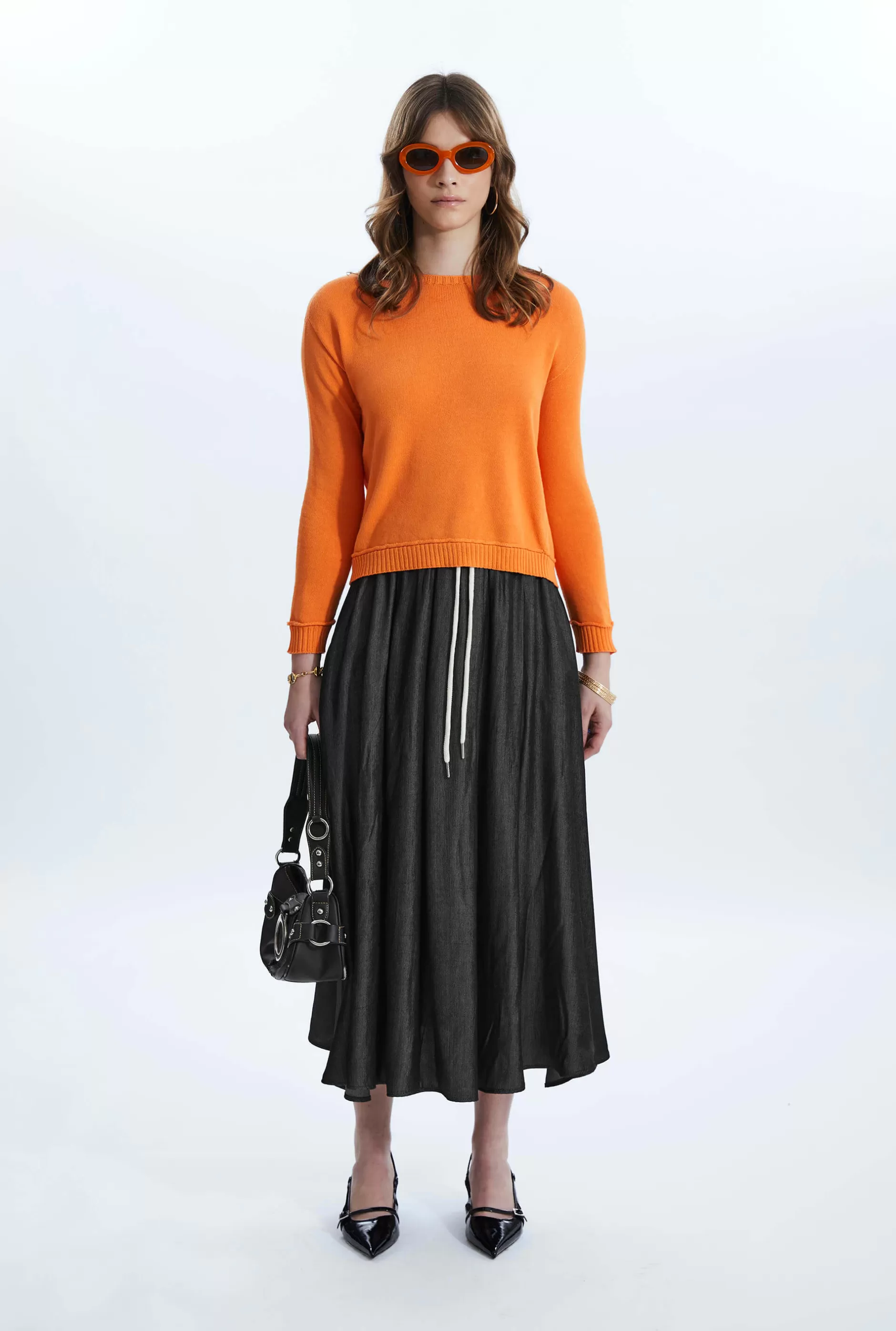 Scoop Neck Piped Edge Knit Orange^James Lakeland Cheap