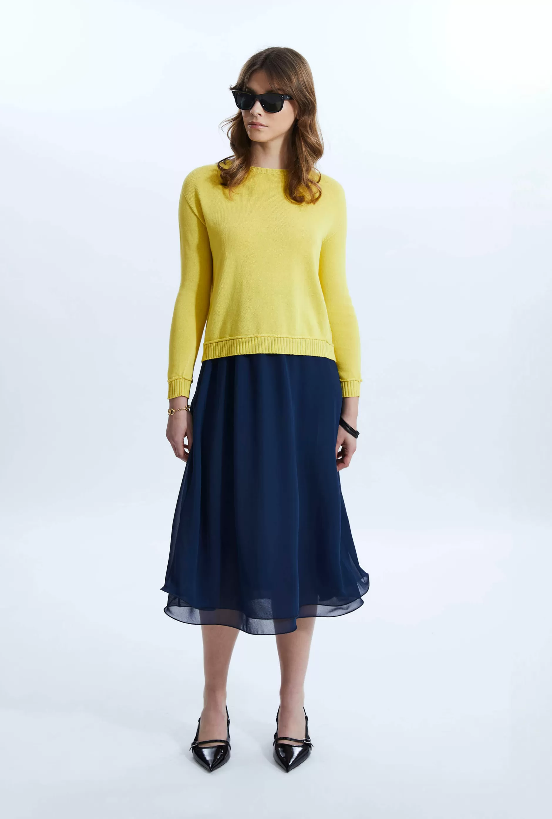 Scoop Neck Piped Edge Knit Yellow^James Lakeland Shop