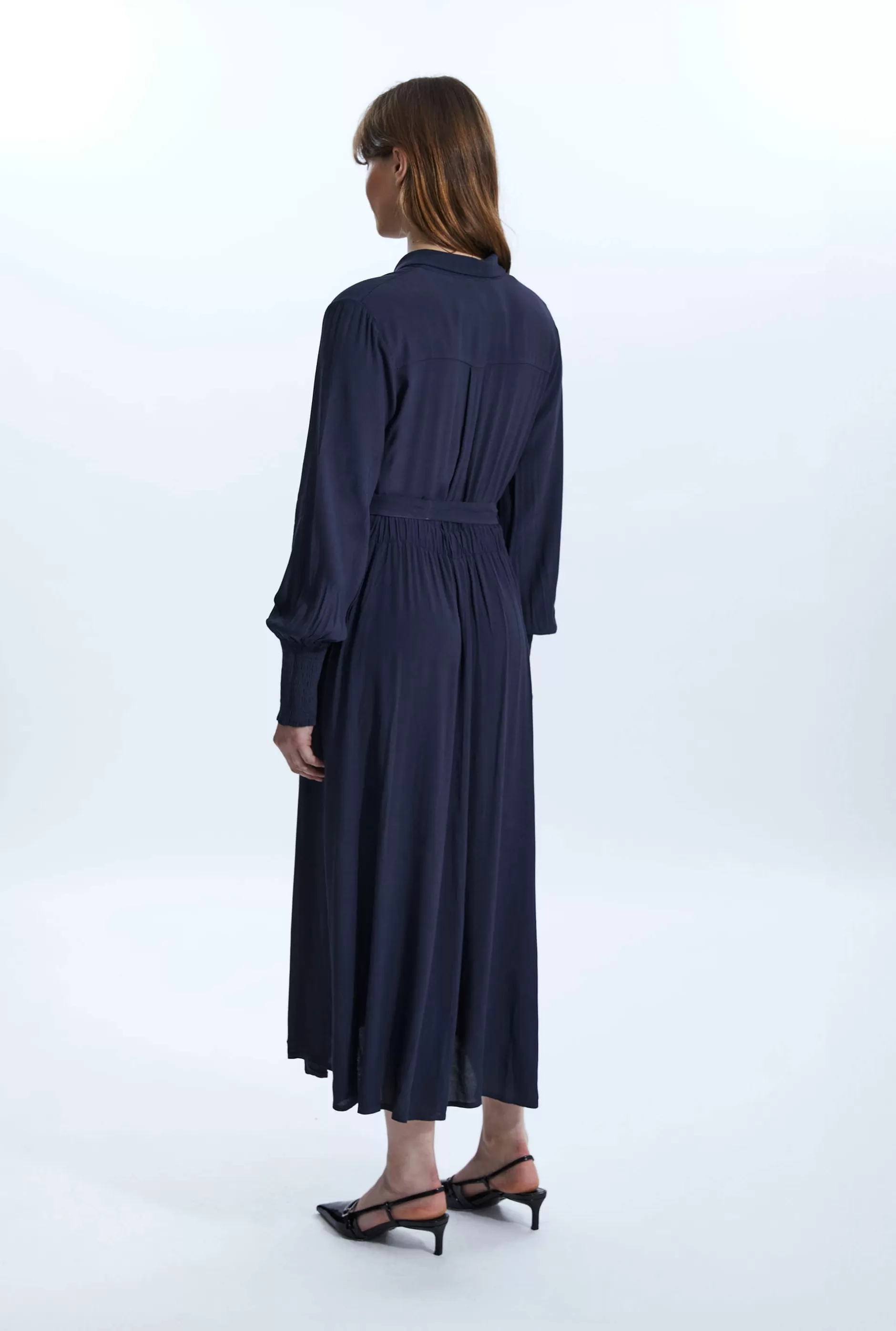 Shirt Collar Belted Midi Dress^James Lakeland Flash Sale