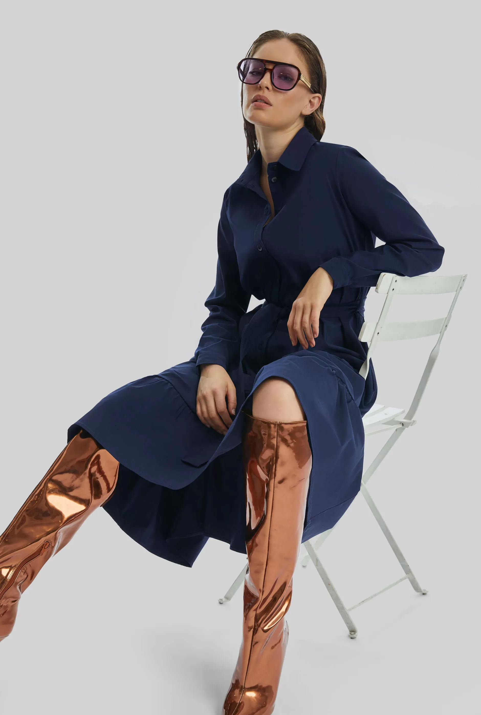 Shirt Collar Tiered Midi Dress^James Lakeland Flash Sale