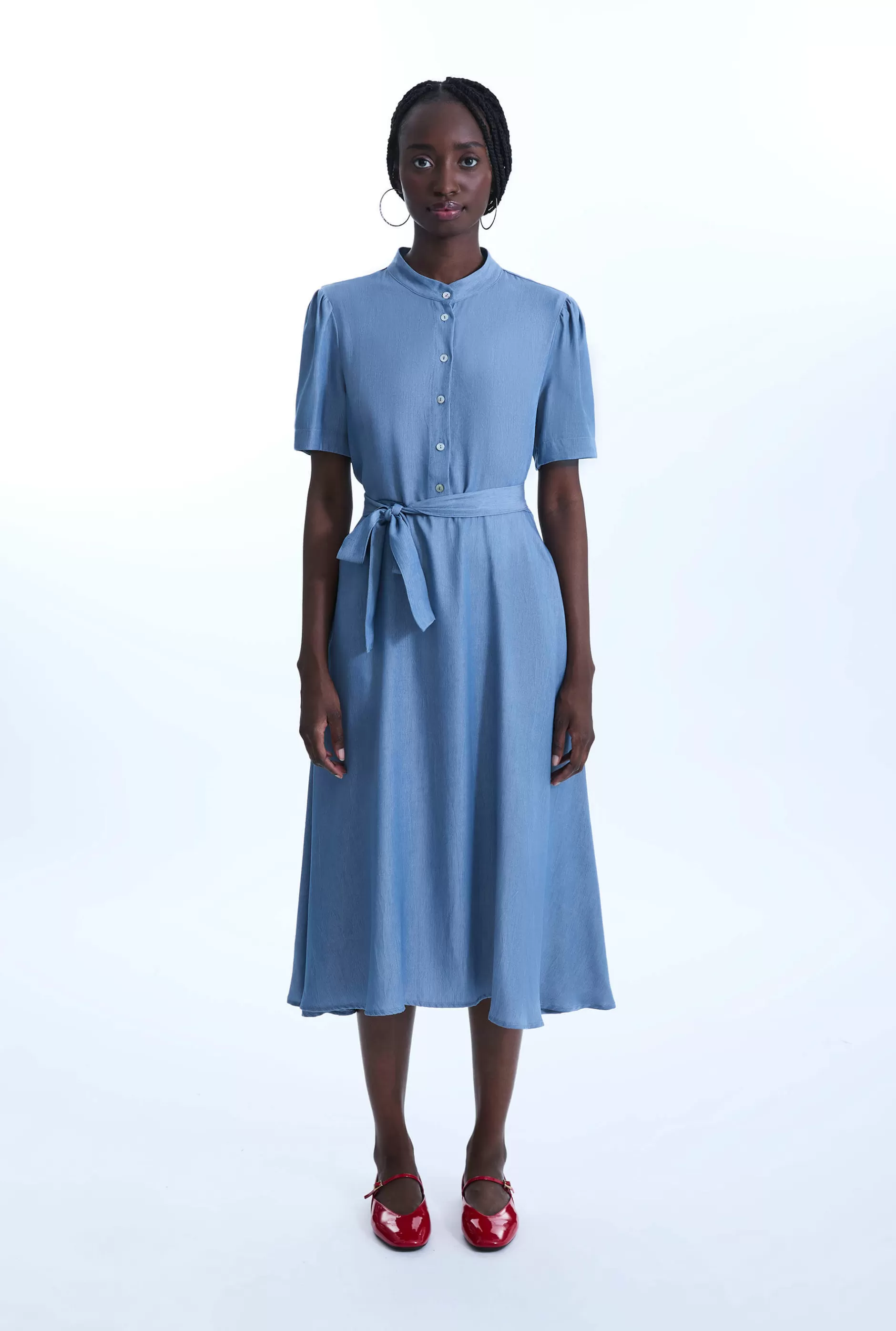 Short Sleeve Day Dress Blue^James Lakeland Clearance