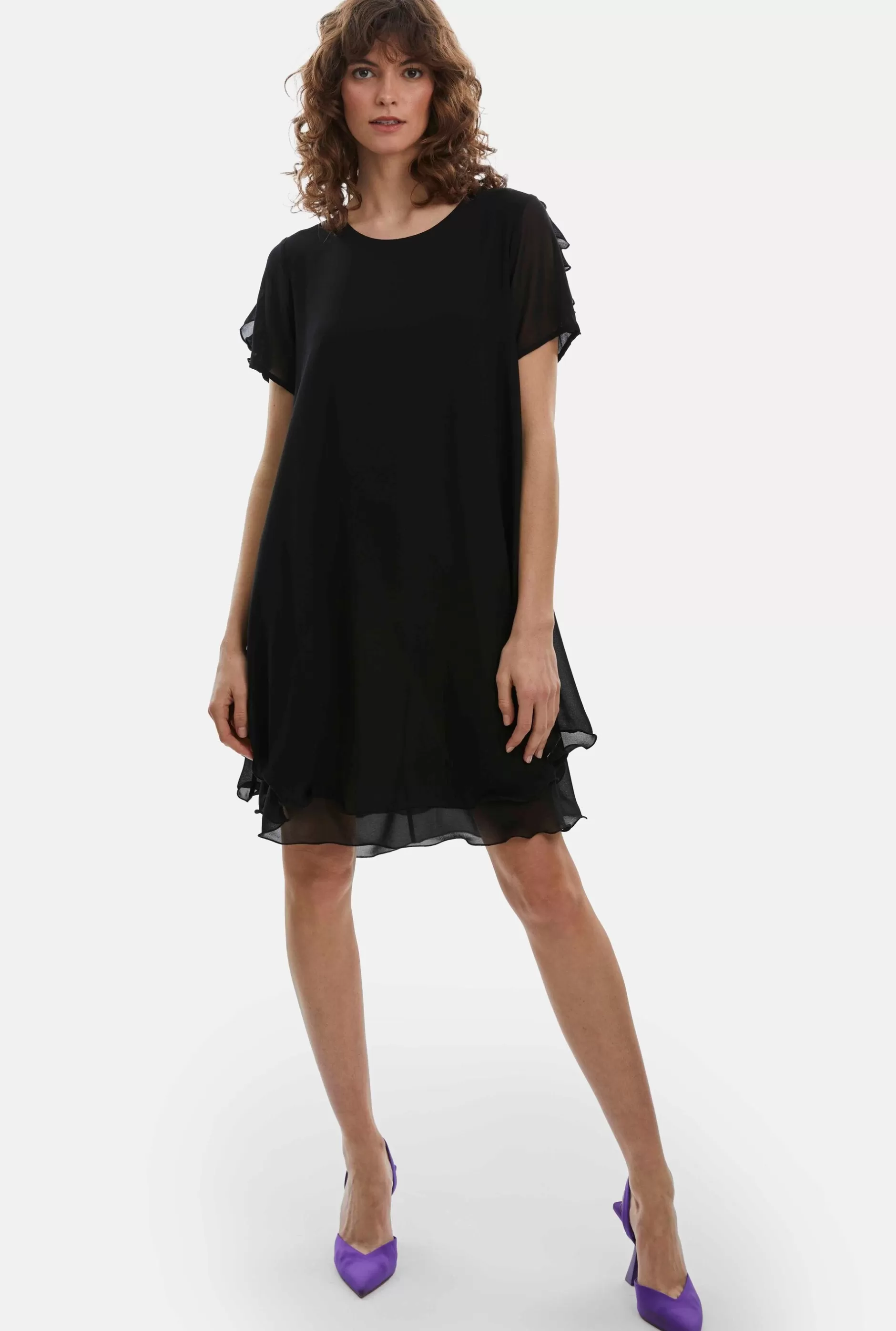 Short Sleeve Wave Hem Dress Black^James Lakeland Cheap