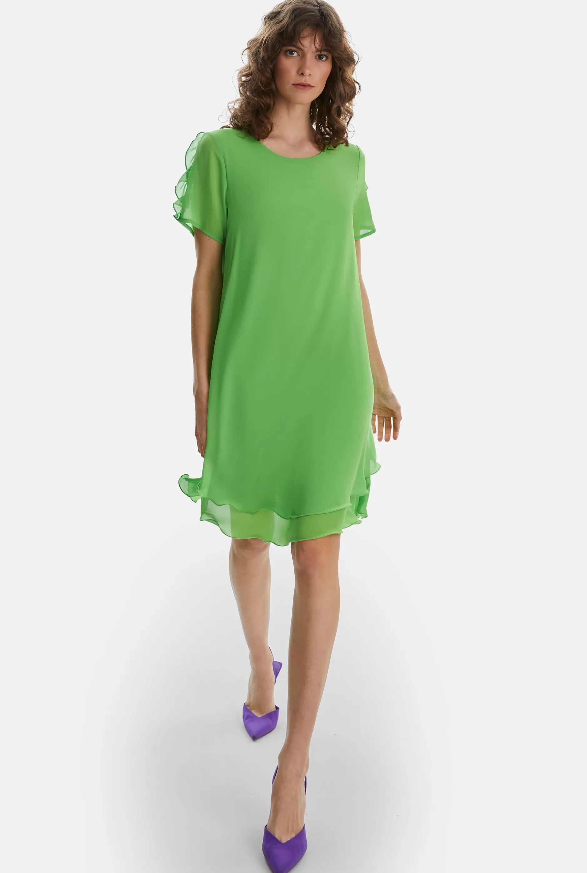 Short Sleeve Wave Hem Dress Green^James Lakeland Hot