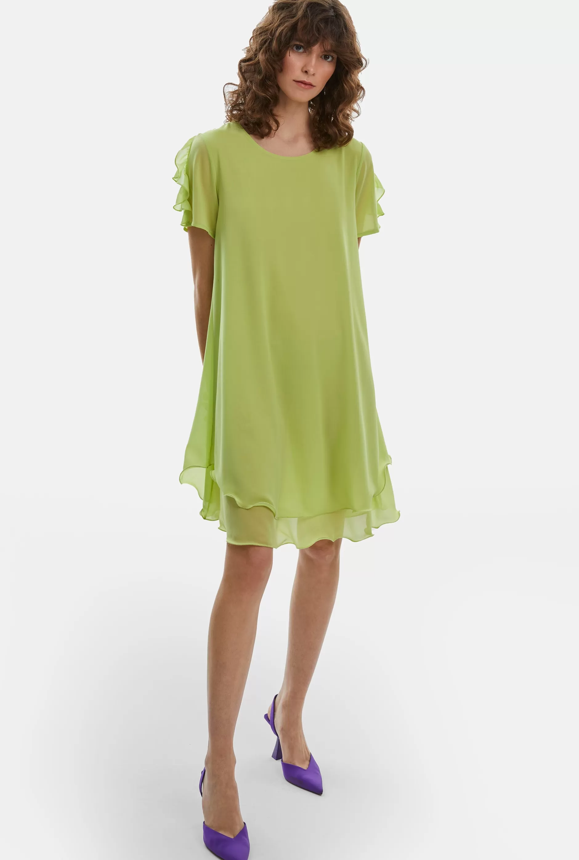 Short Sleeve Wave Hem Dress Lime^James Lakeland Sale