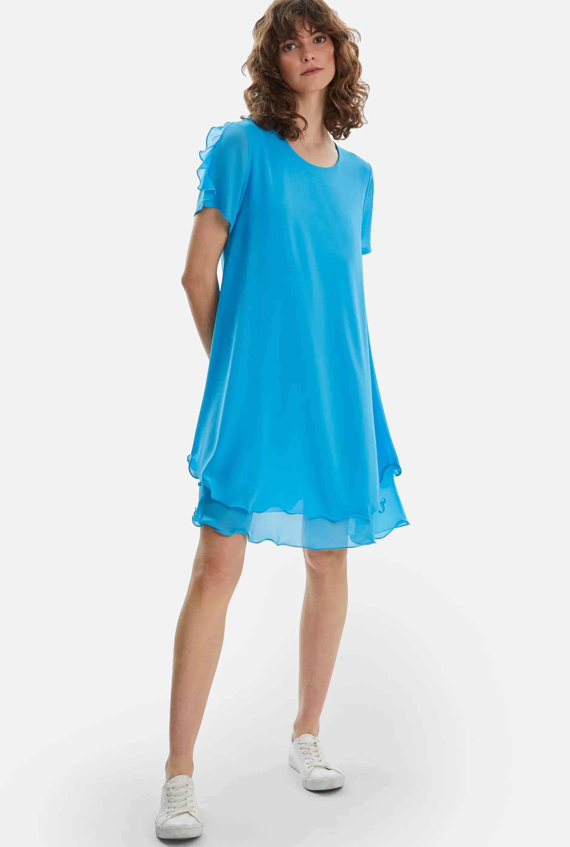 Short Sleeve Wave Hem Dress Turquoise^James Lakeland Flash Sale