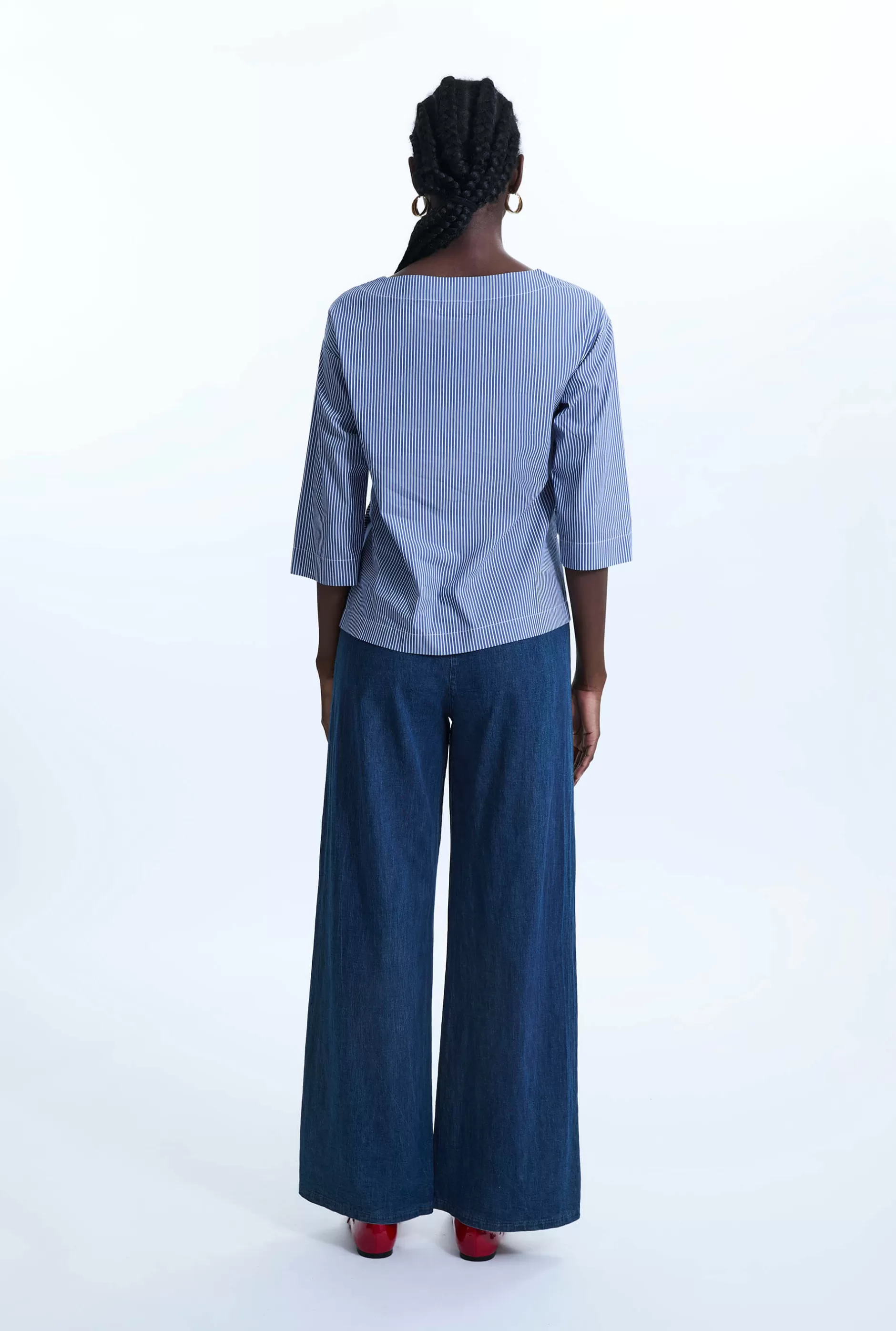 Side Button Top White-Navy^James Lakeland New