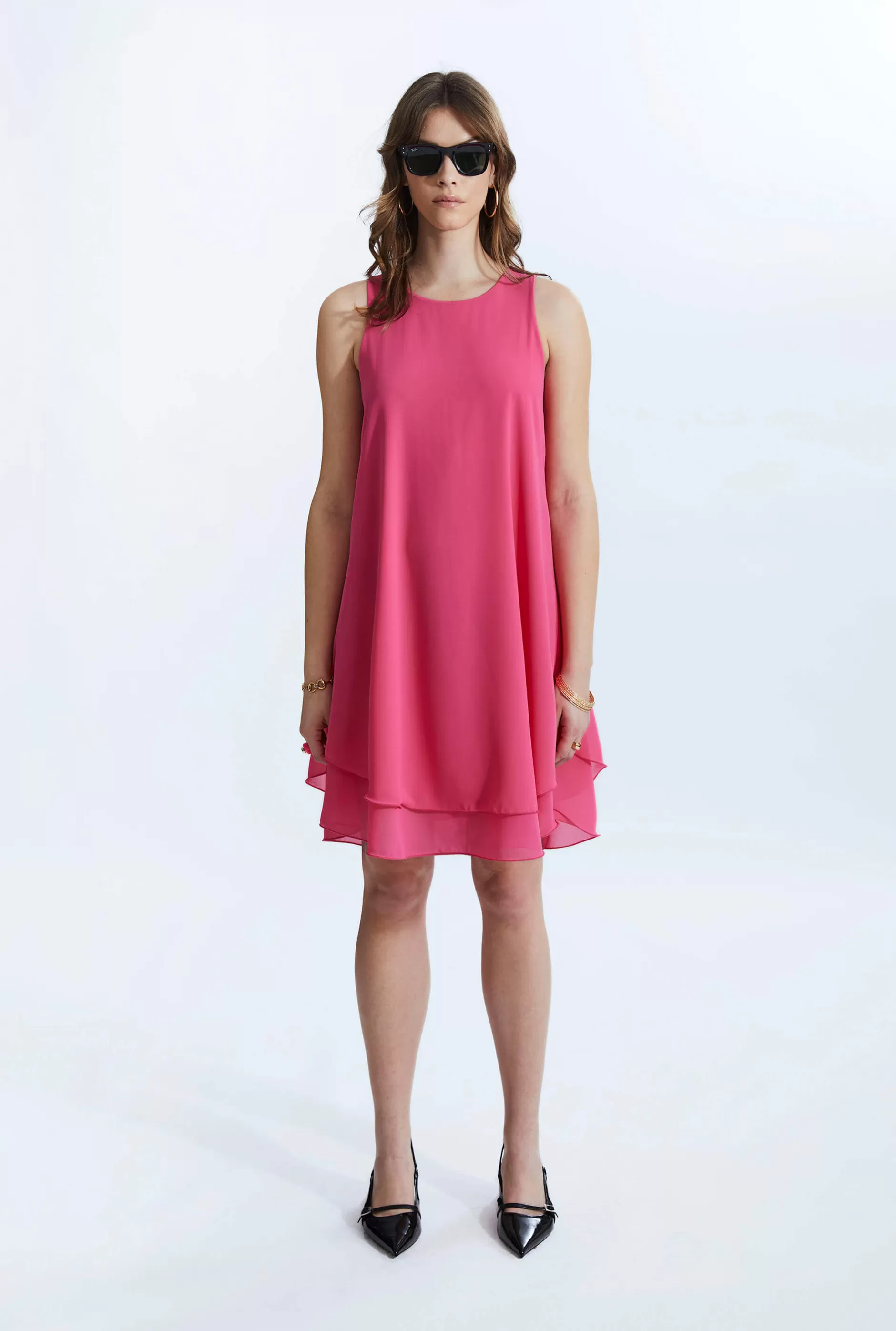 Sleeveless Wave Hem Dress Fuchsia^James Lakeland Discount
