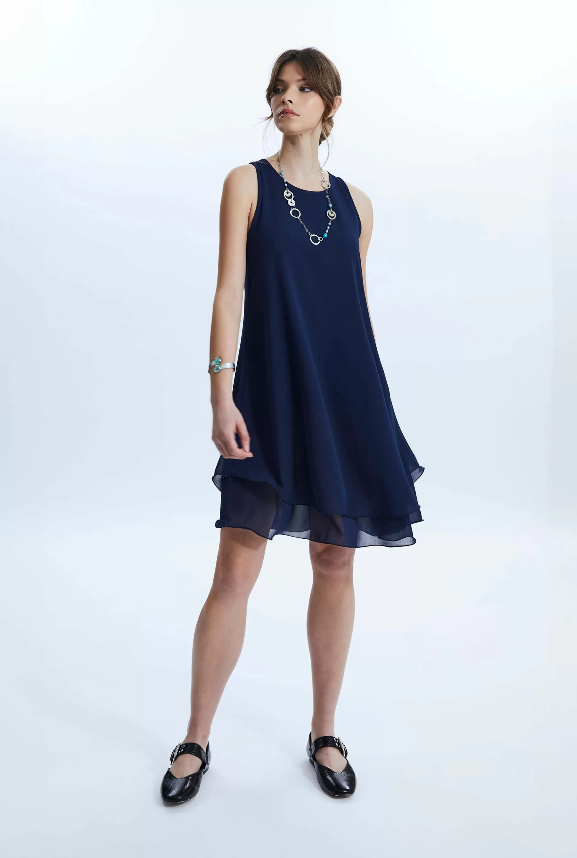 Sleeveless Wave Hem Dress Navy^James Lakeland Shop