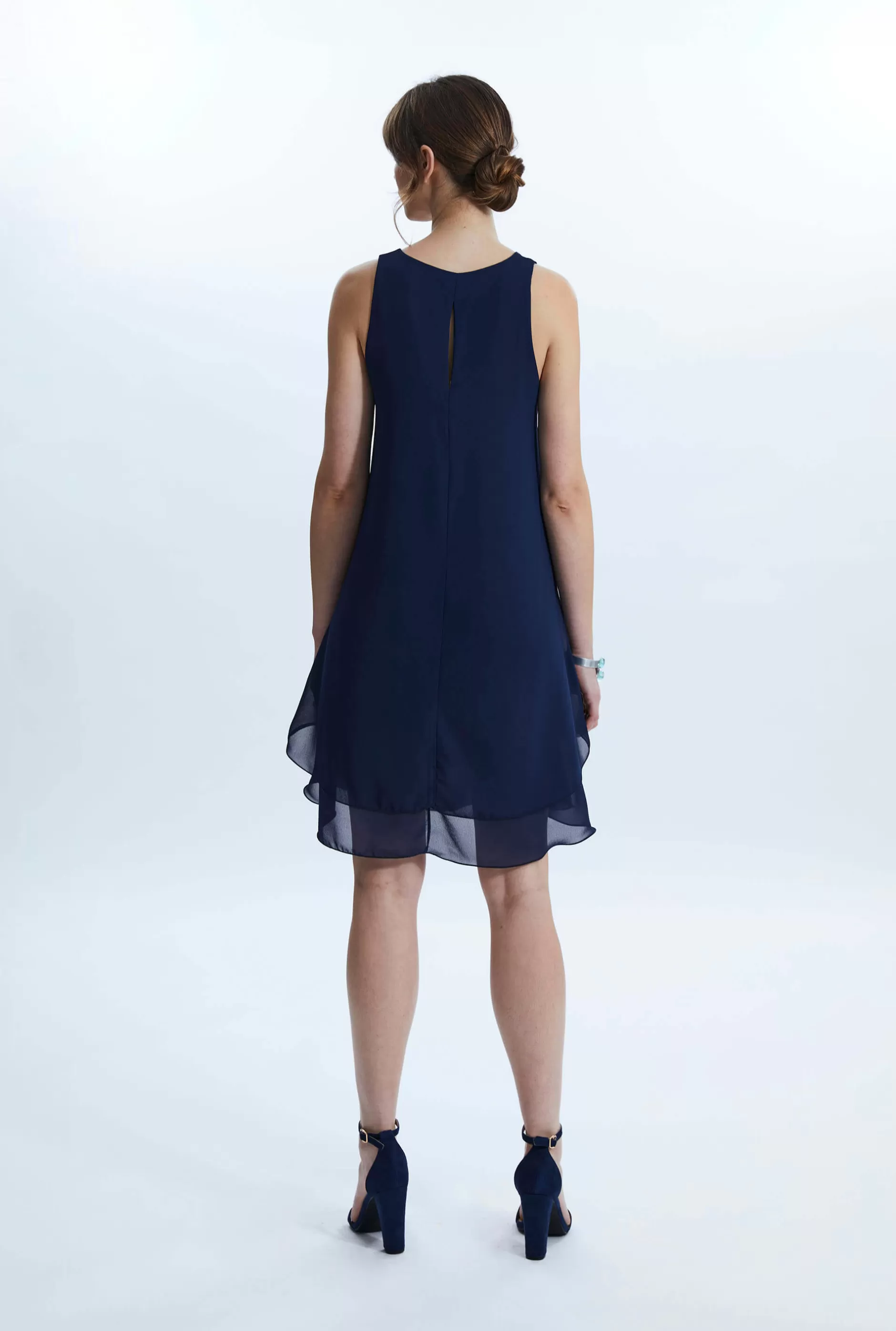 Sleeveless Wave Hem Dress Navy^James Lakeland Shop