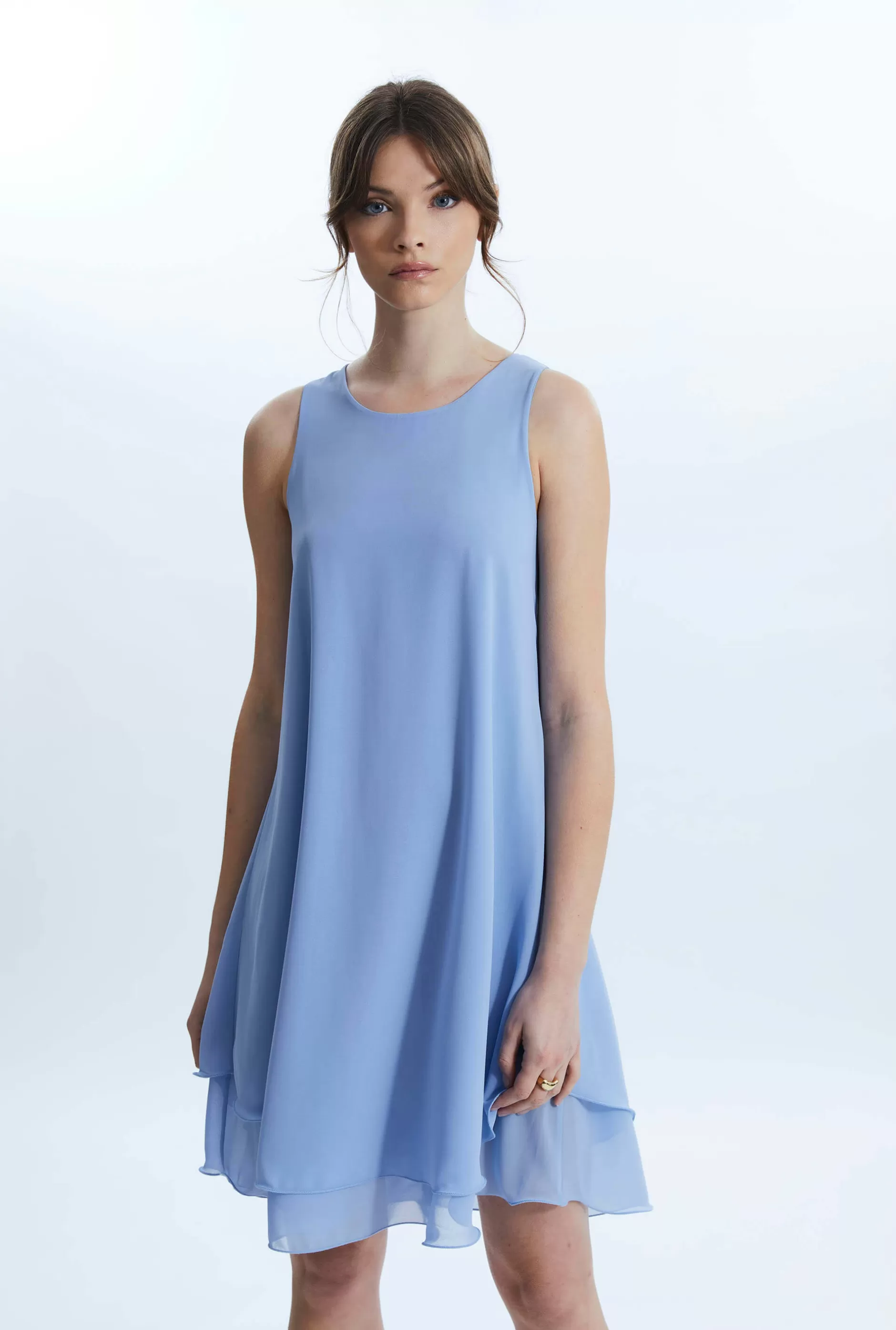 Sleeveless Wave Hem Dress Pale Blue^James Lakeland New