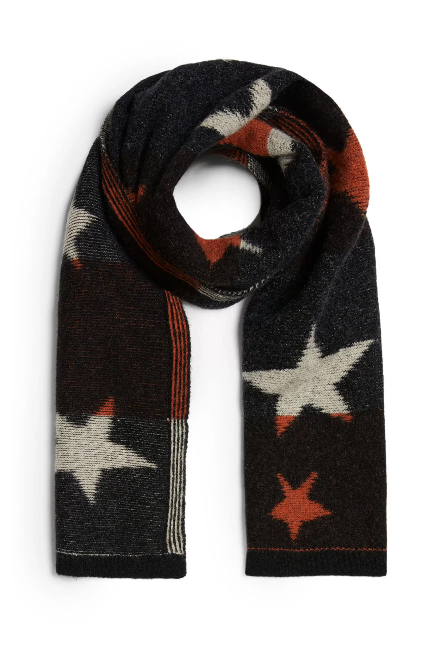 Star Detail Scarf Black-Orange^James Lakeland Shop