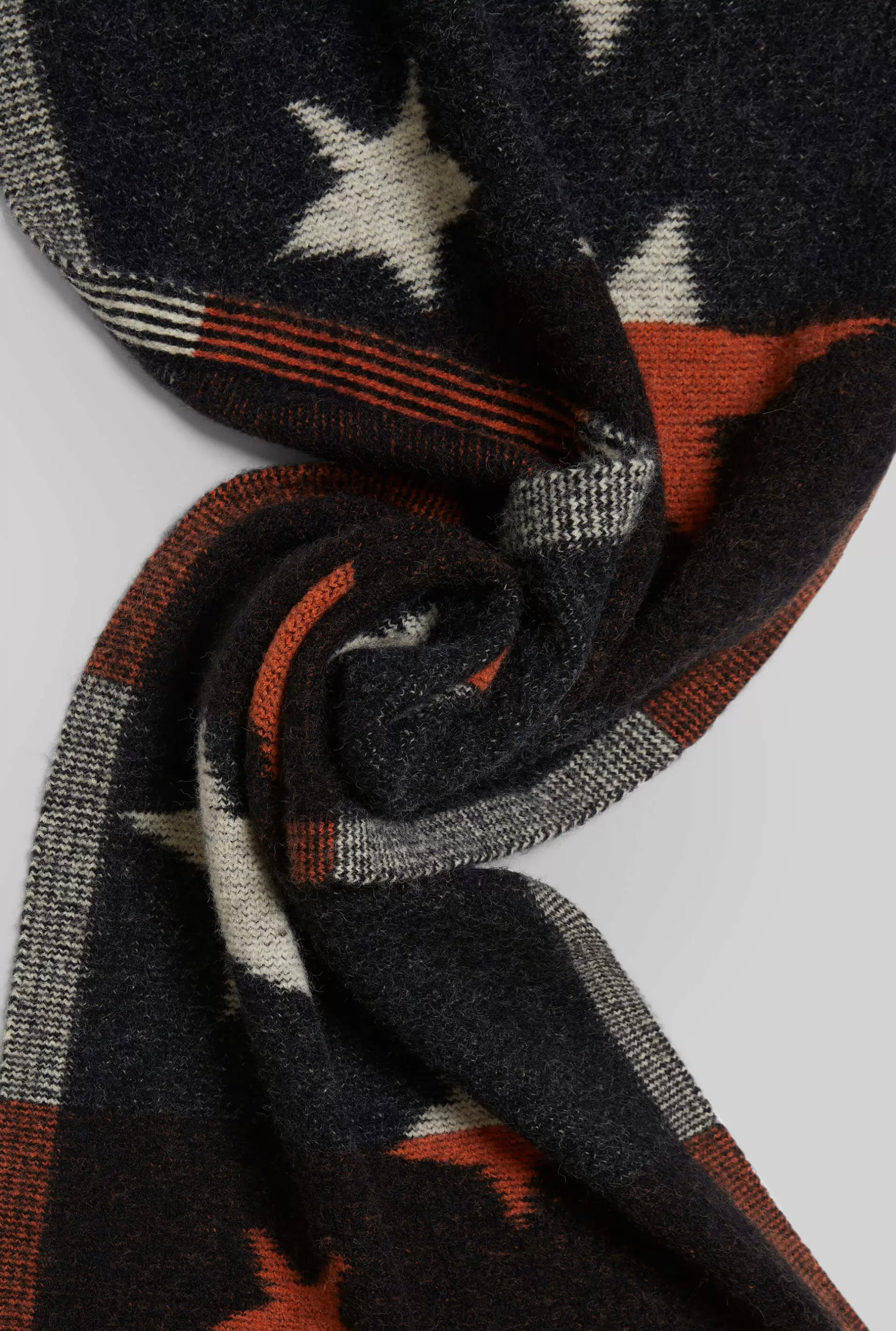 Star Detail Scarf Black-Orange^James Lakeland Shop