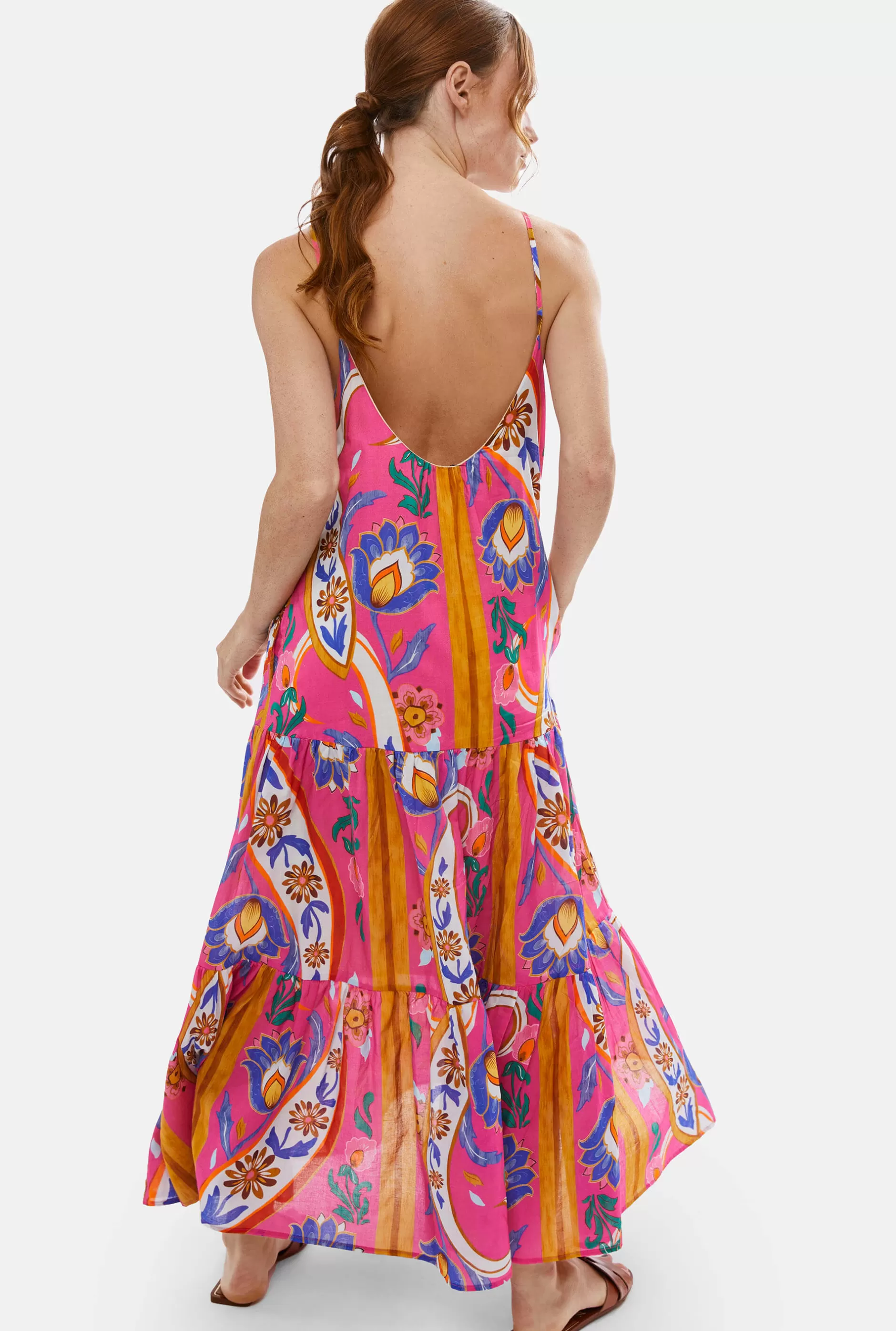 Strappy Tiered Printed Midi Dress^James Lakeland New