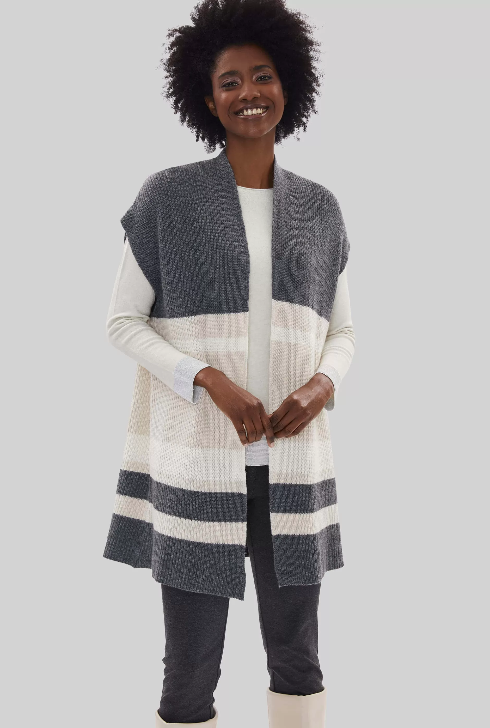 Striped Sleeveless Cardigan^James Lakeland New