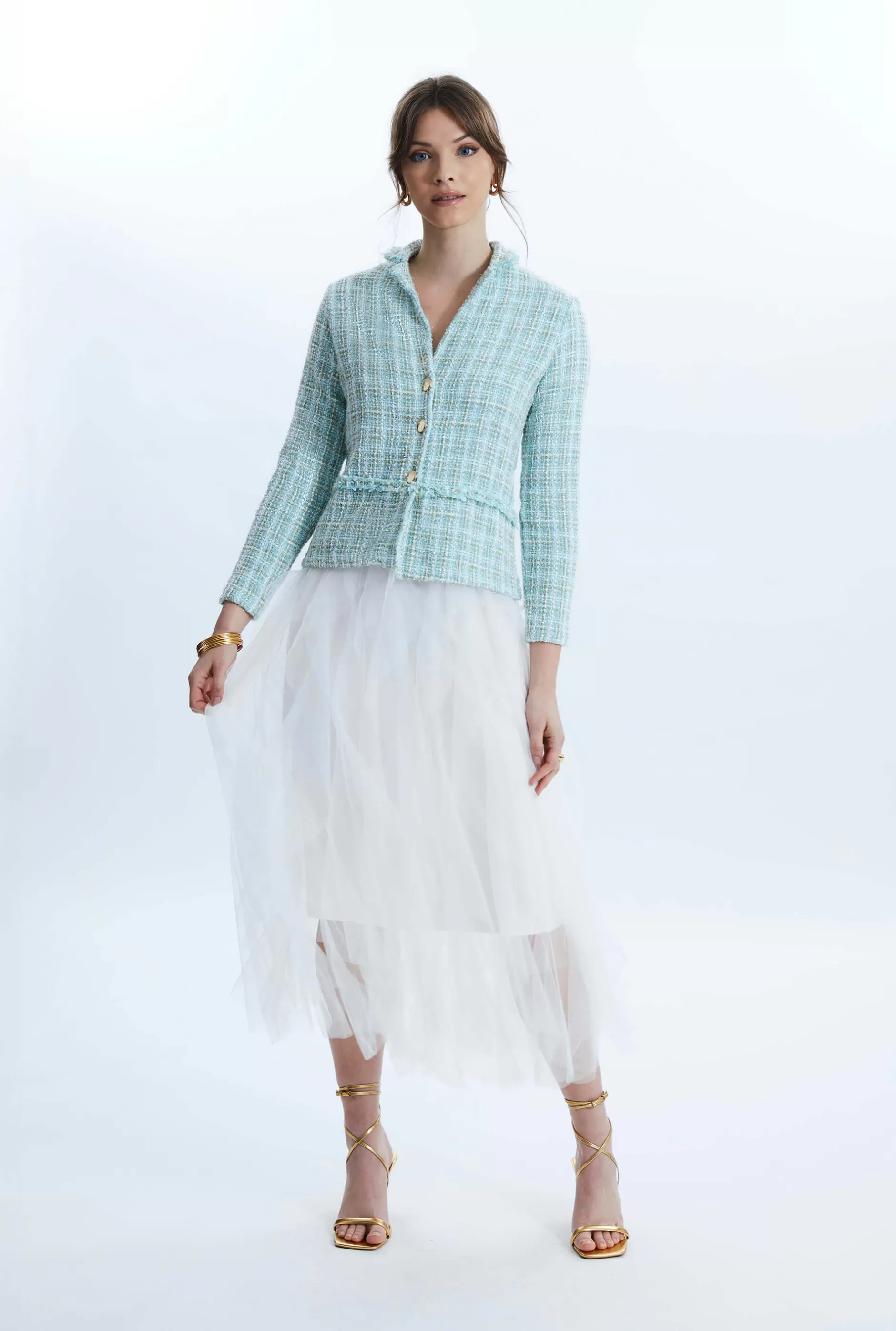 Tiered Tweed Jacket Green^James Lakeland Cheap