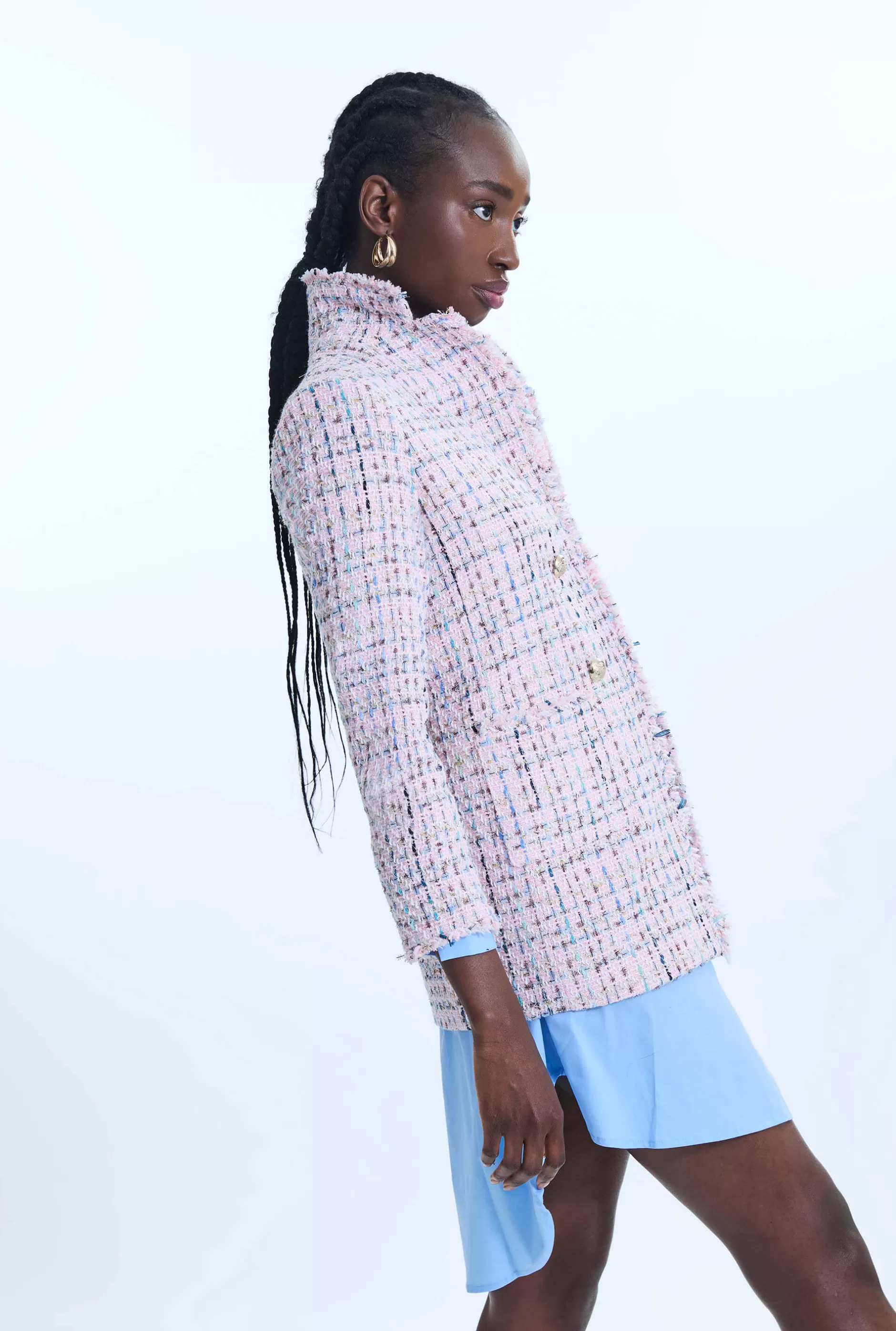 Tweed Detail Blazer Pink^James Lakeland Cheap