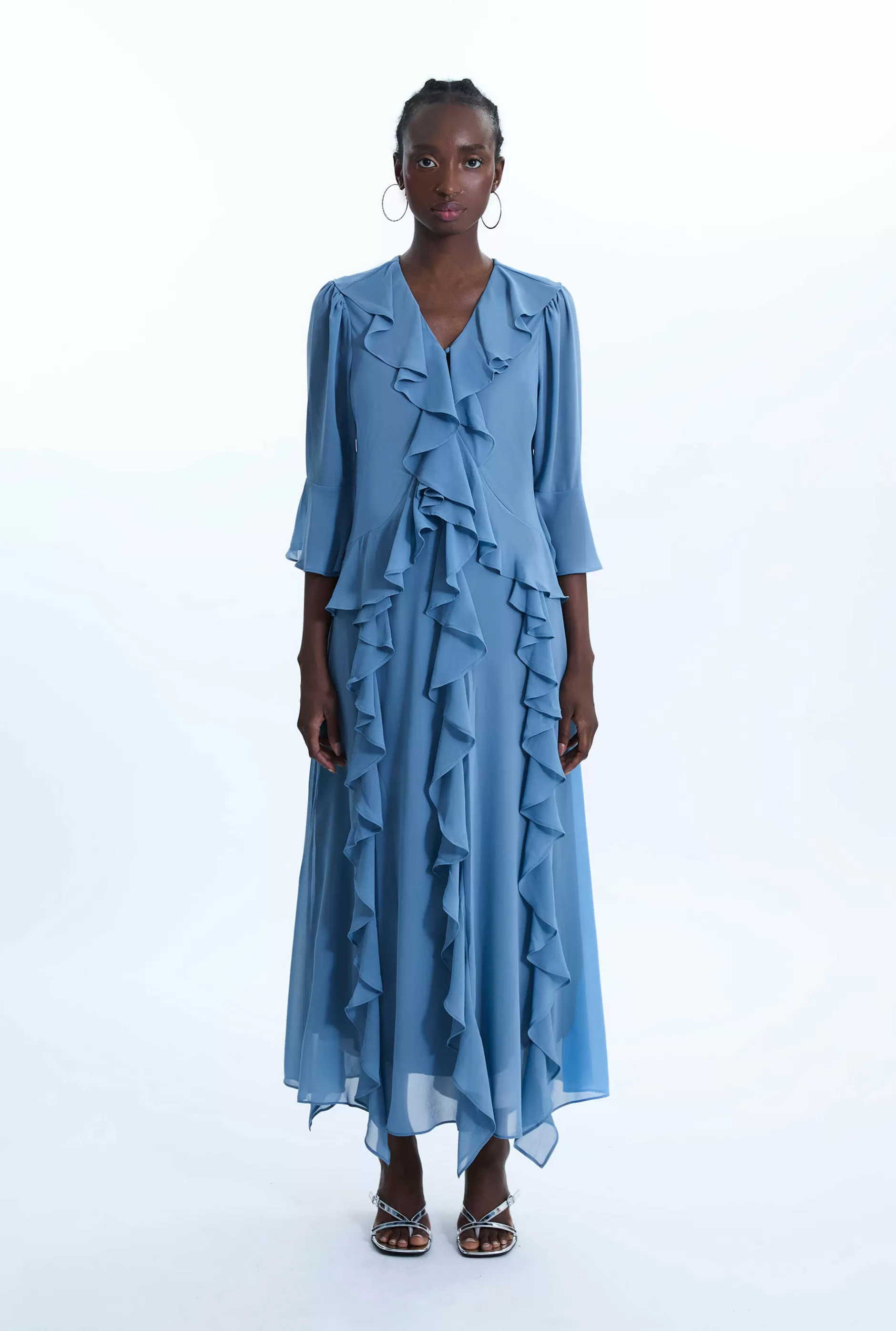 V-neck Chiffon Ruffle Dress^James Lakeland Shop