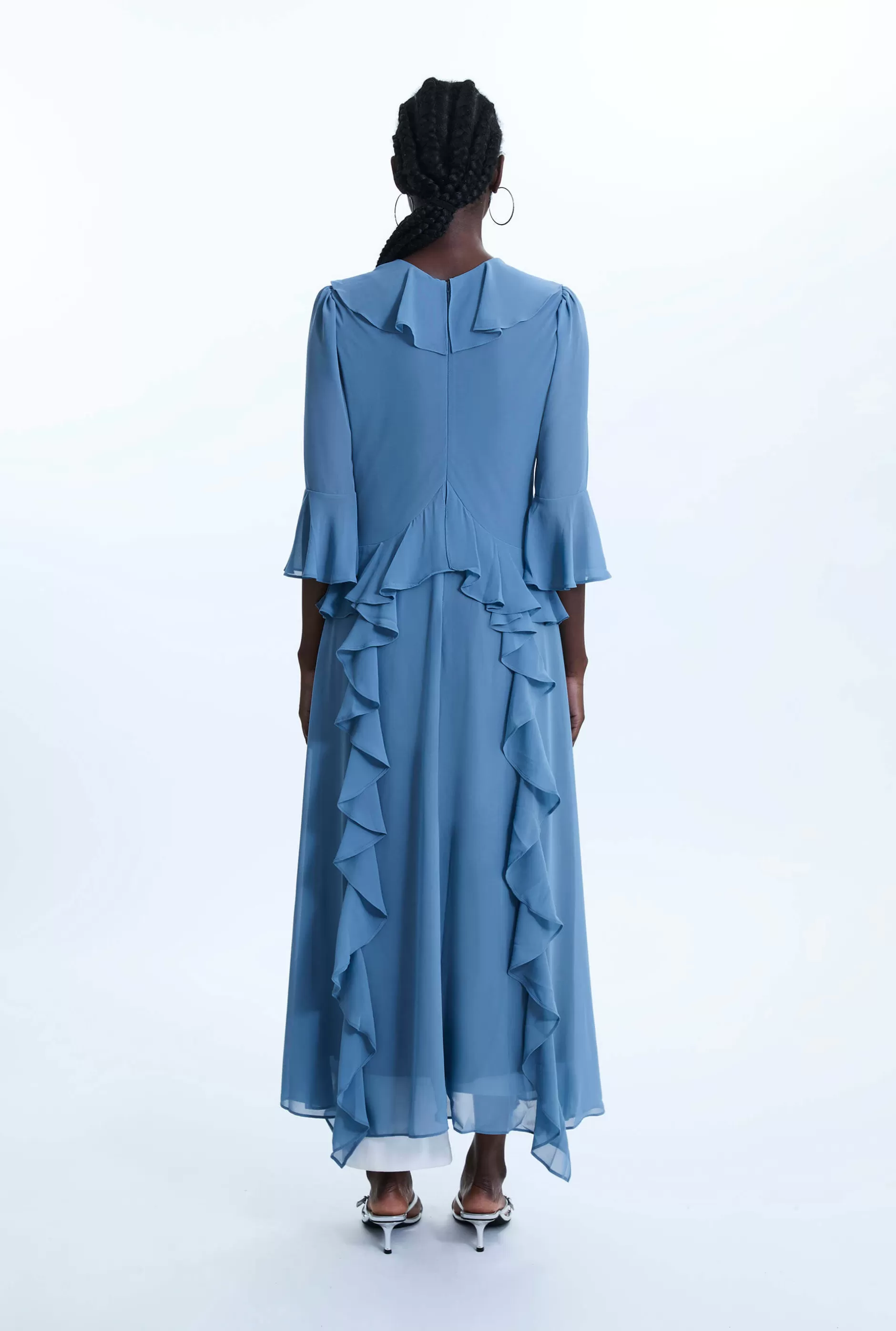 V-neck Chiffon Ruffle Dress^James Lakeland Shop