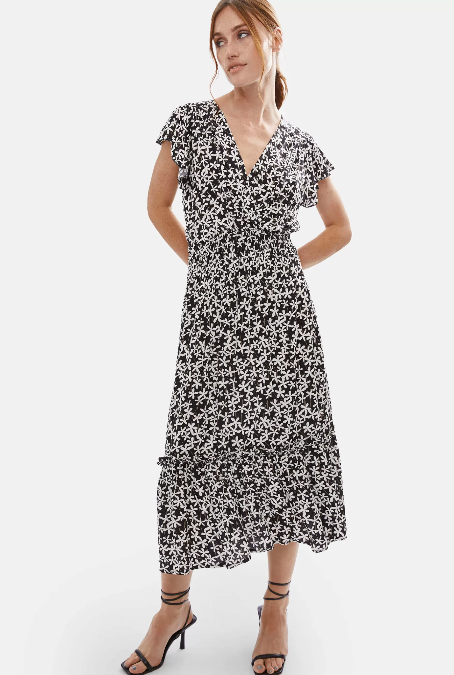 V-neck Ruffle Sleeve Midi Dress^James Lakeland Best