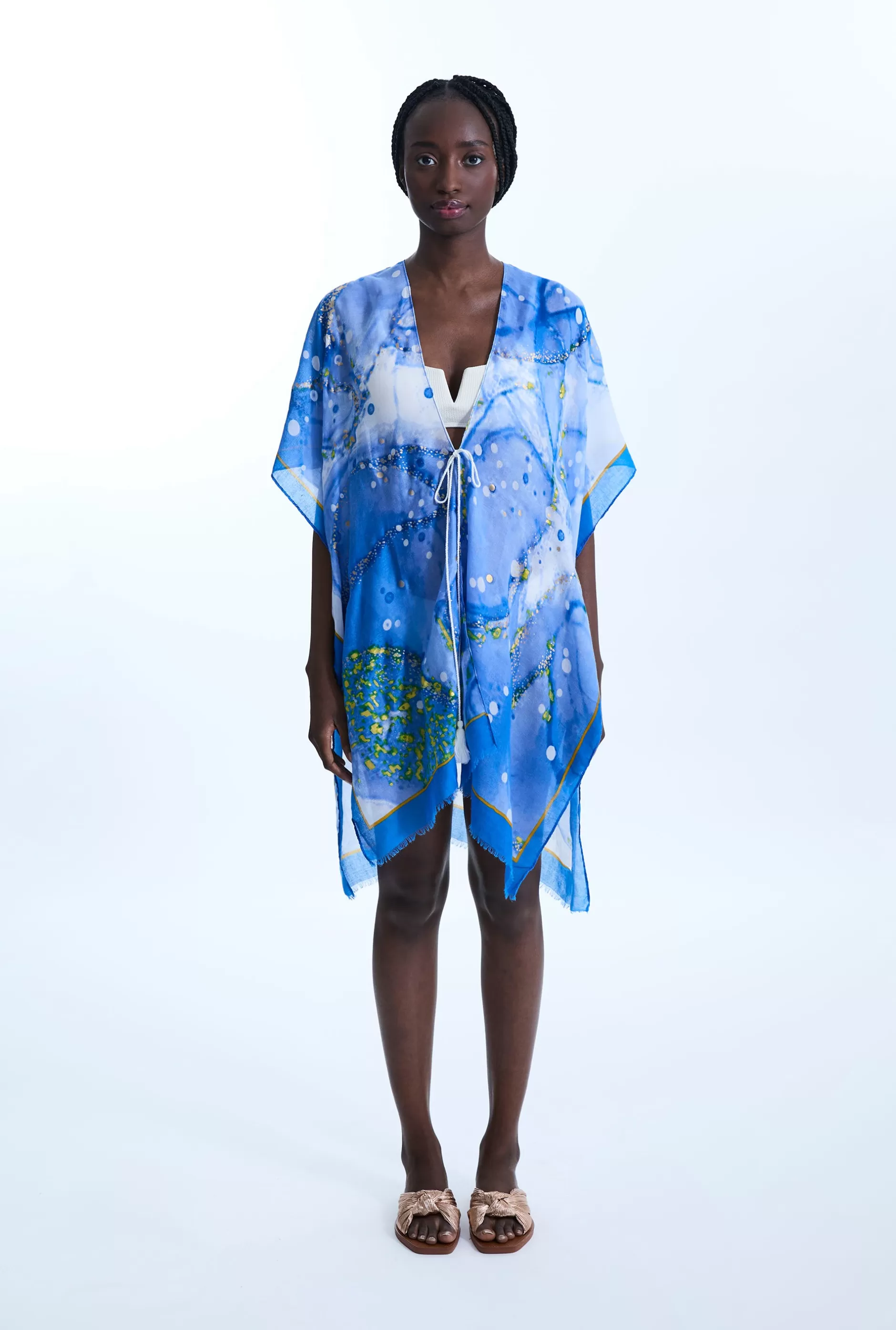 Water Marble Detail Kaftan Blue^James Lakeland Online