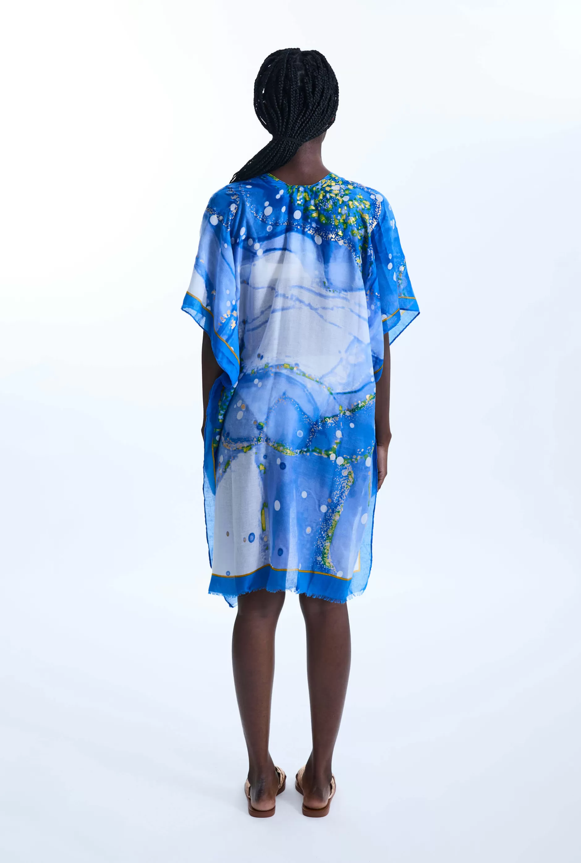 Water Marble Detail Kaftan Blue^James Lakeland Online
