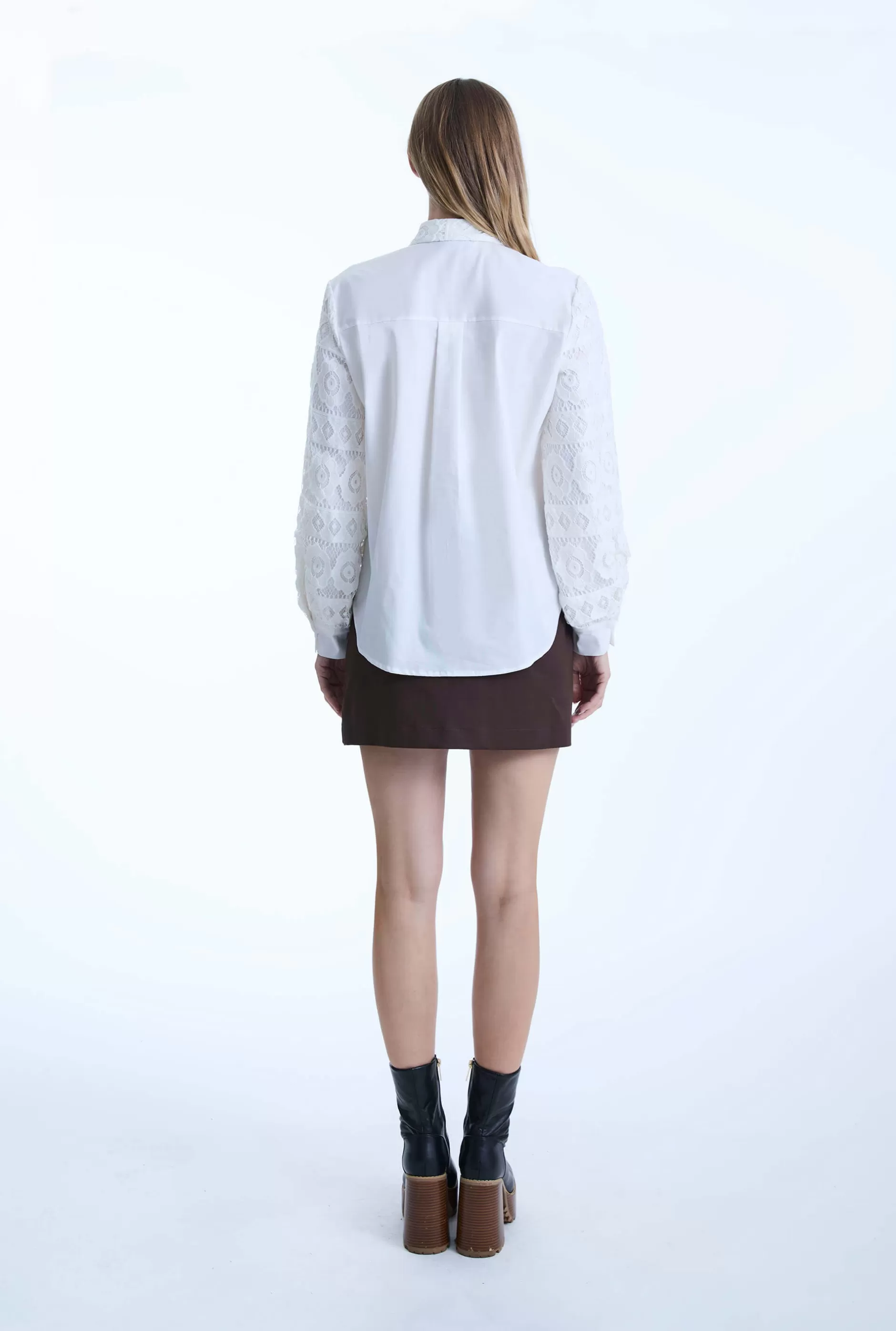 White Crochet Sleeves Shirt^James Lakeland Shop